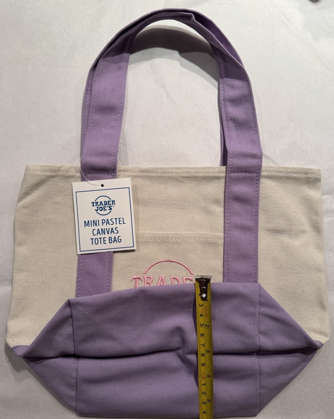 TRADER JOE’S MINI PASTEL CANVAS TOTE BAG LAVENDER NWT FREE GIFT FAST SHIP 🎁