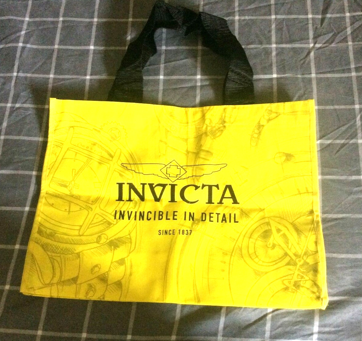 Invicta Tote Bag Promotional Boutique Style Yellow & Black, Foldable IPM001 New!