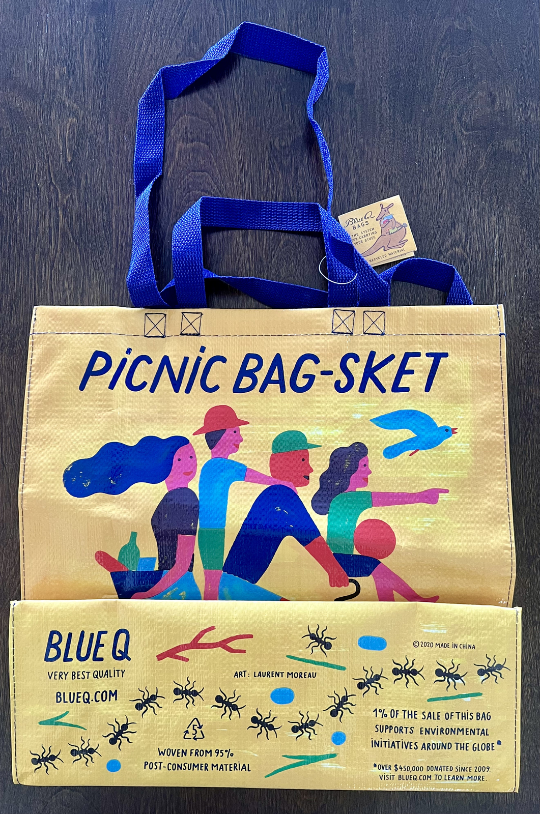 Blue-Q Large Reusable Tote Bag Basket NEW Beach Pet Car Gym Laundry Gift Bag