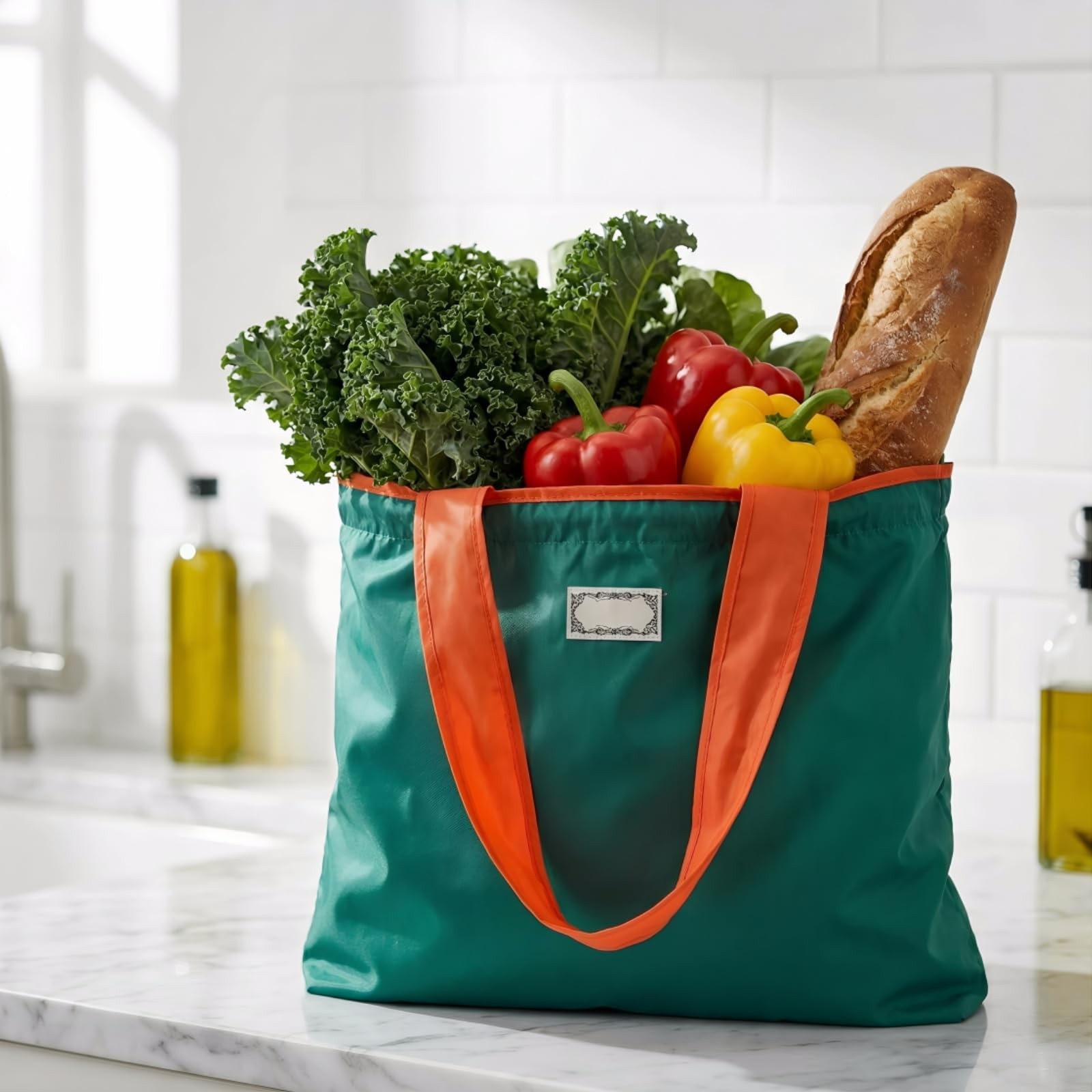 4 Pack Reusable Shopping Bags, Foldable Grocery Bags with Handles, Large Ligh…