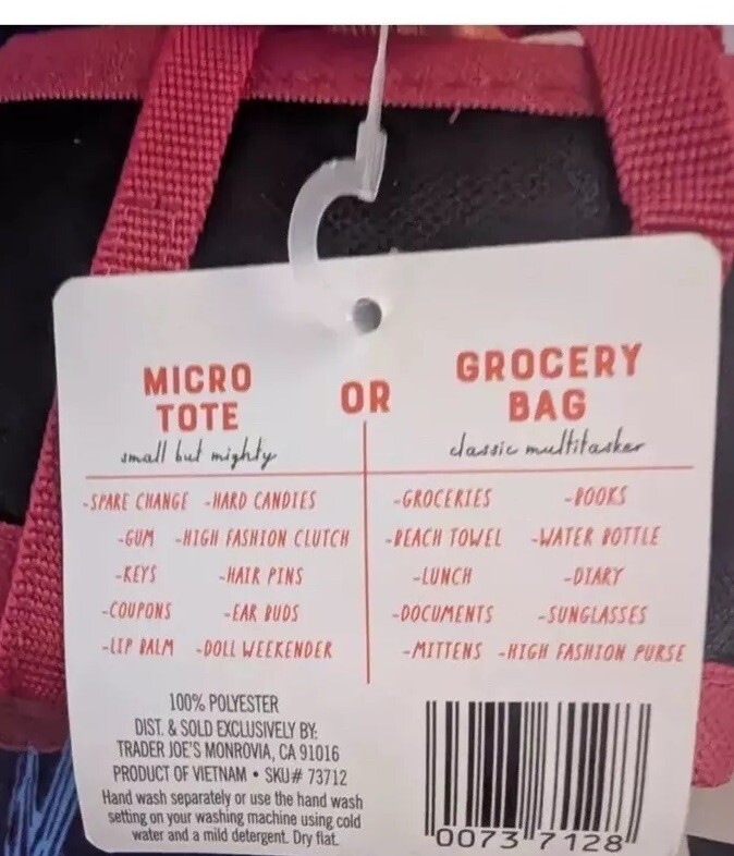 Trader Joes Micro Tote With Grocery Bag 2 In 1 Mini Limited Edition 🛍️🎄🔥