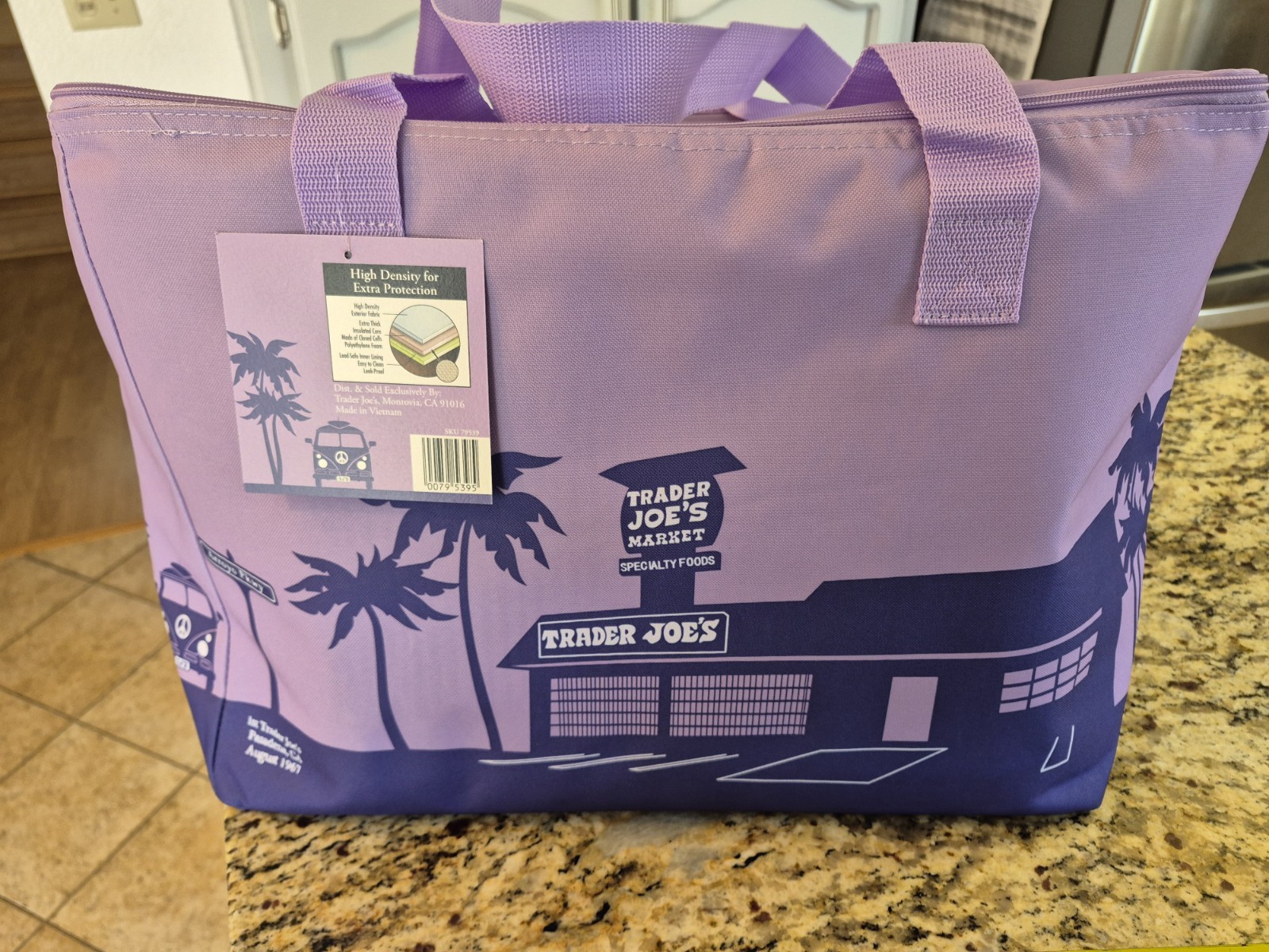 Trader Joe’s Insulated Tote Freezer Cooler Bag Market Shopper XL Purple/Lavender