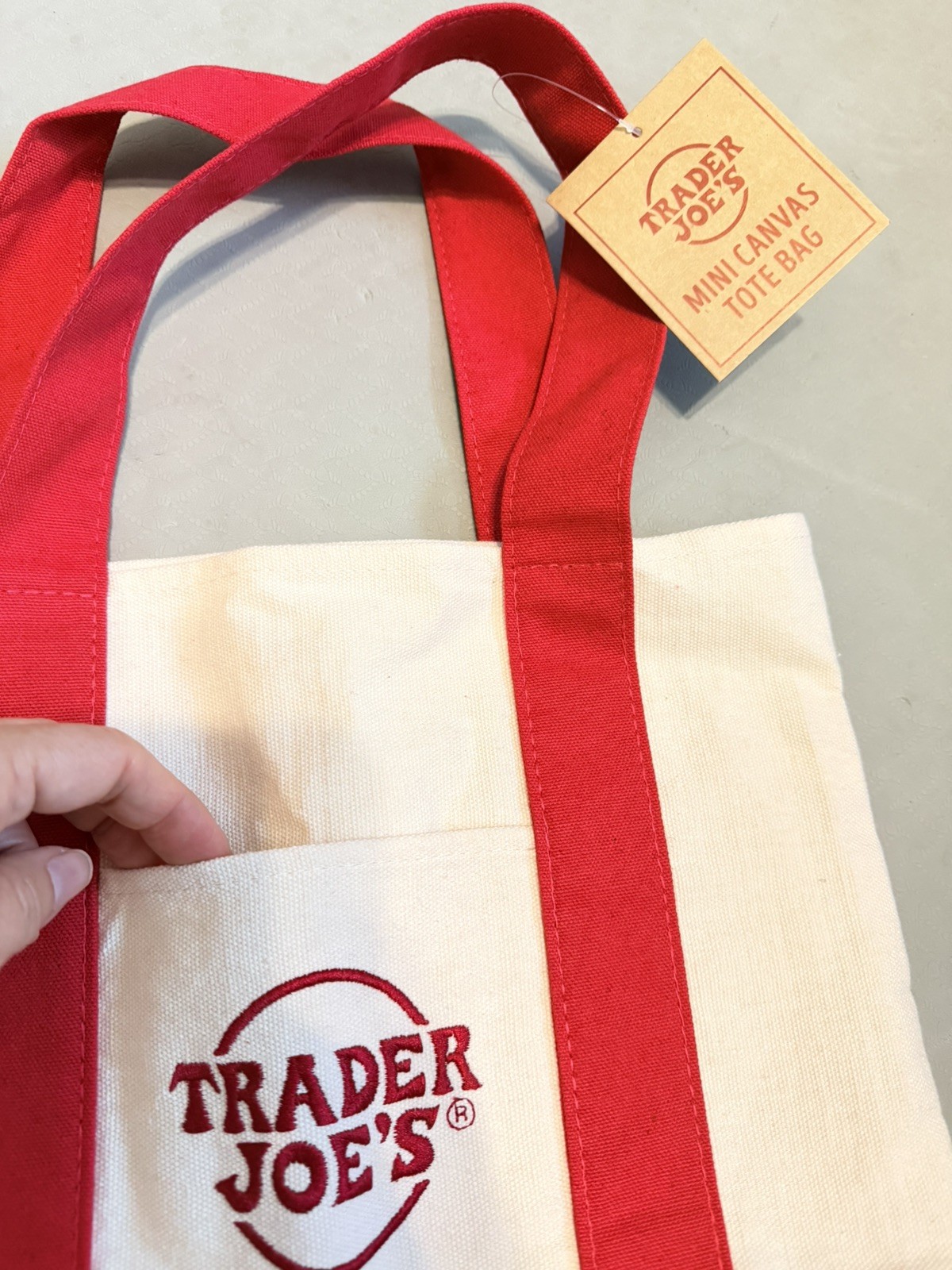 Trader Joe’s – Mini Canvas Tote Bag – Red – Holiday 2025 -Limited Edition Rare