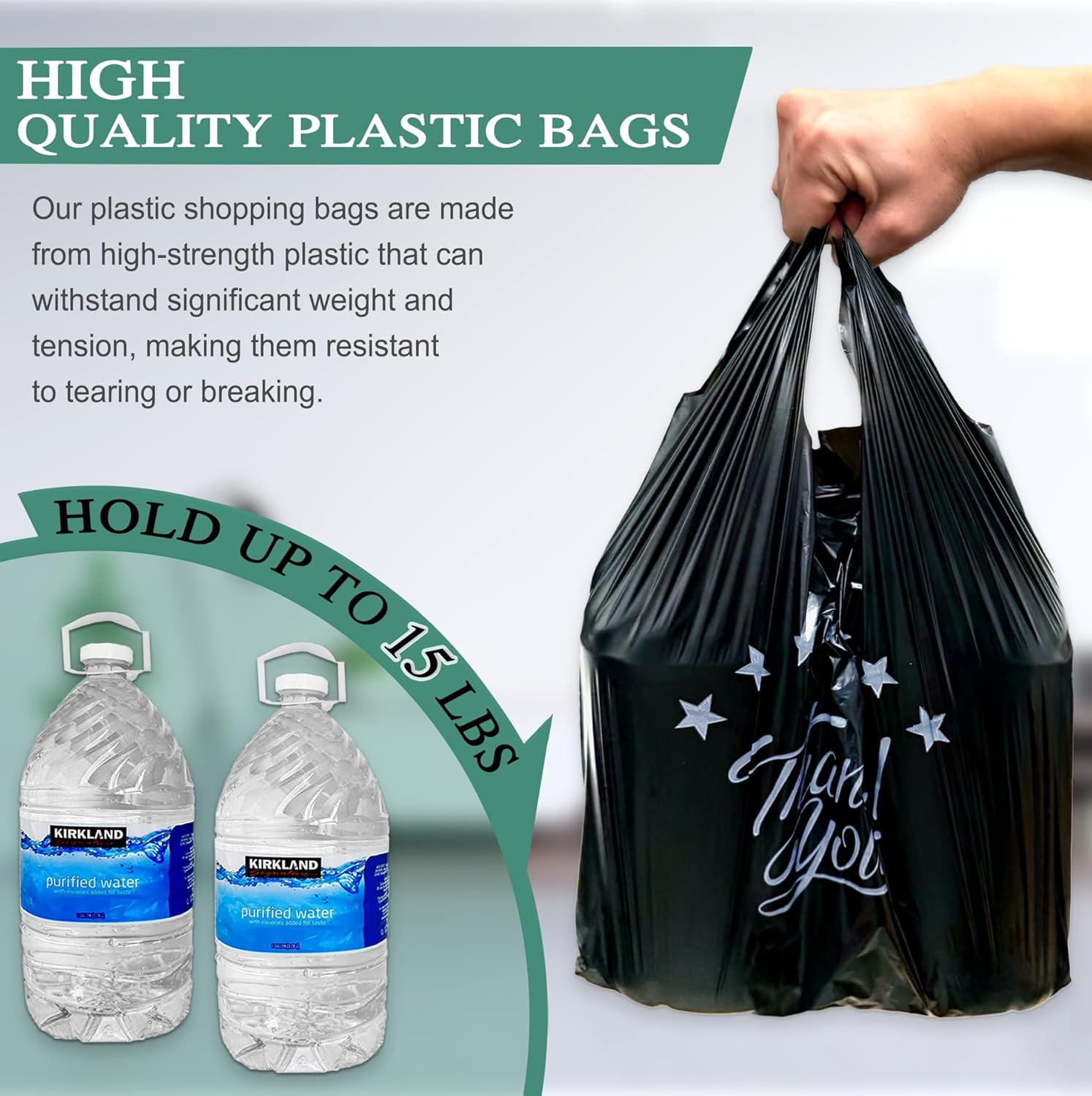 Black Thank you T shirt bag, Grocery shopping bag Reusable and Disposable Superm