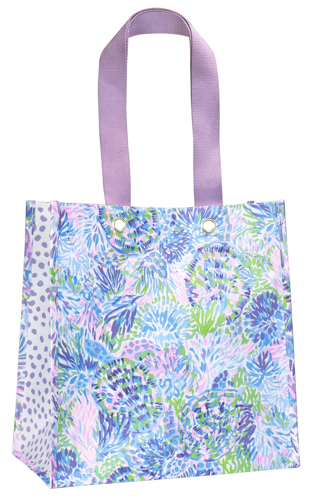 Lilly Pulitzer Purple/Blue Market Shopper Bag, Reusable Grocery Tote with Com…