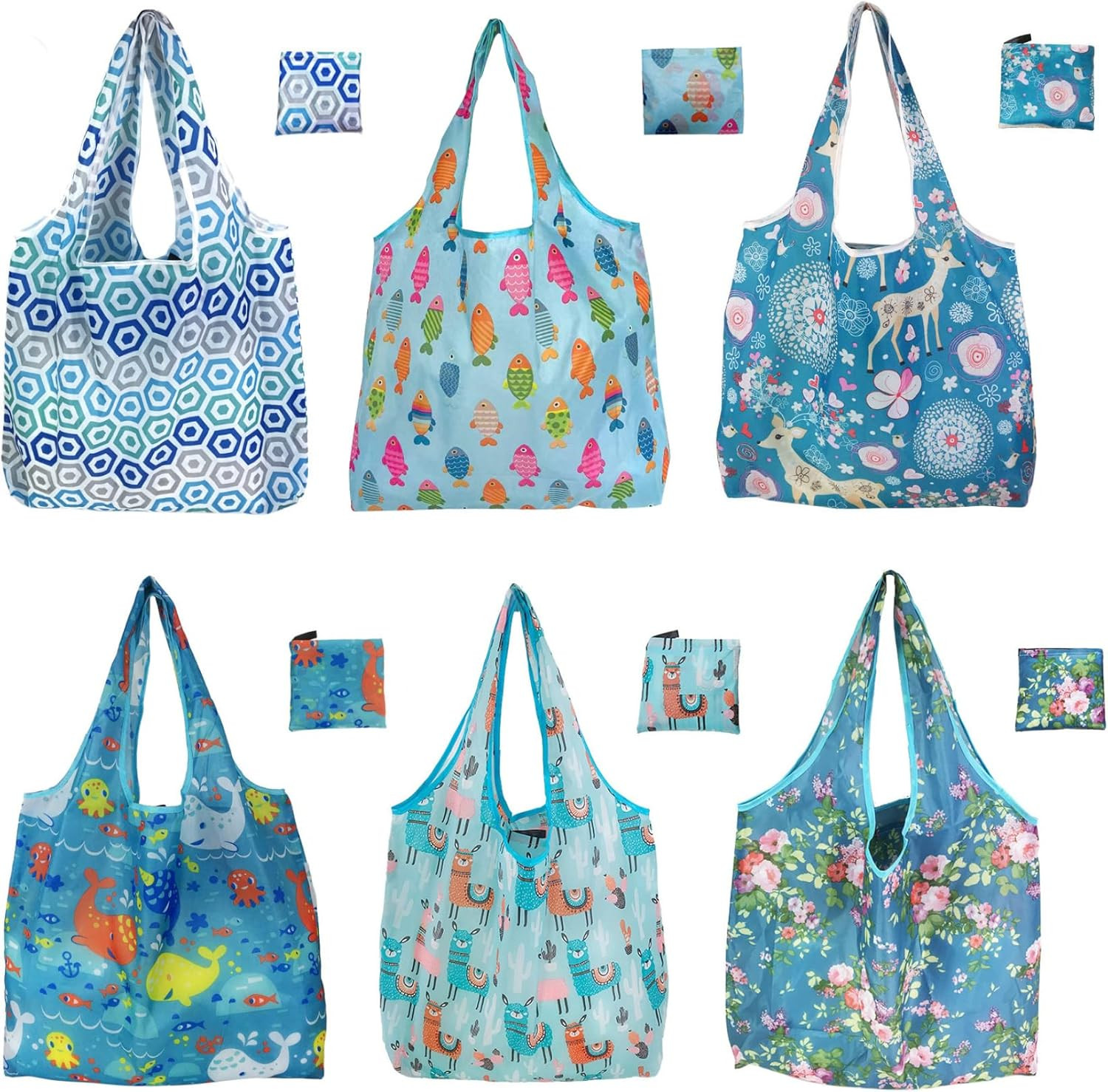 6 Pack Reusable Grocery Bags Heavy Duty with Handles, Reusable Shopping Bags for