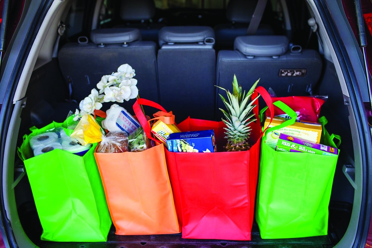 Reusable Reinforced Handle Grocery Tote Bag Large (10 Pack) Kelly green