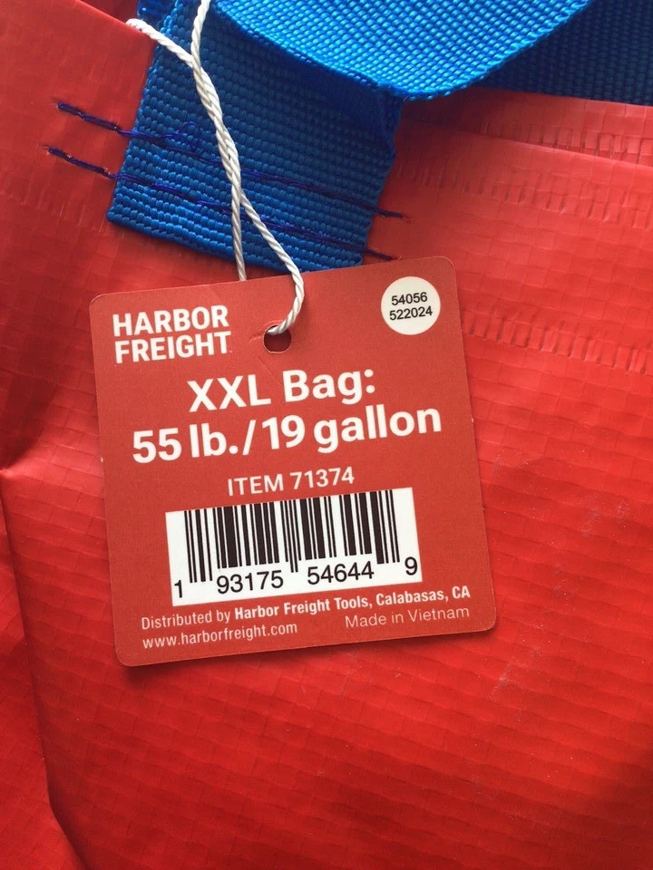 new 4 pcs Harbor Freight Bag LARGE, Red 21 ¾x14 ½x13 ¾ “/19 gallon, 55 lb