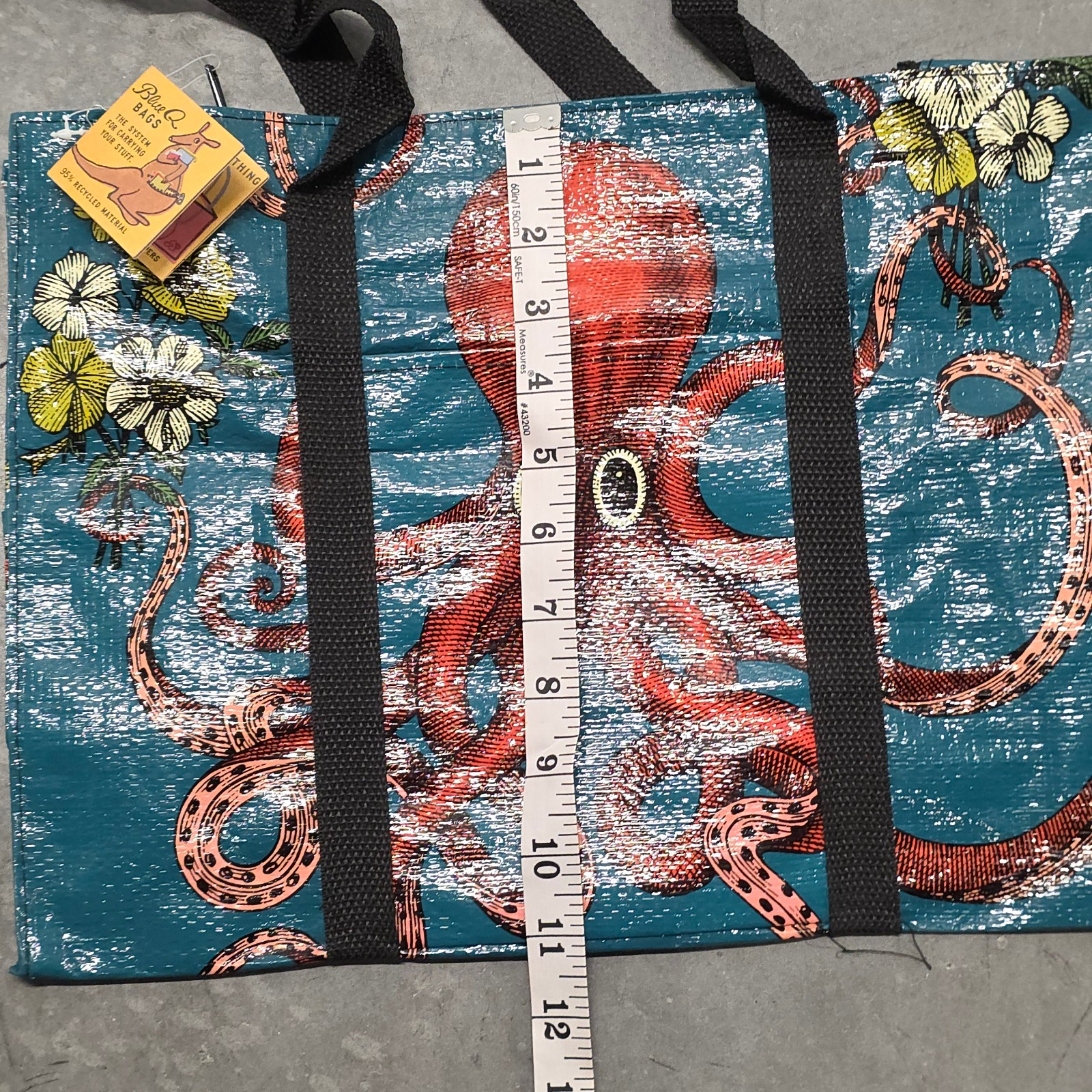 New Blue Q Octopus Shoulder Tote with Heavy Duty Zipper 95% Recycled Material