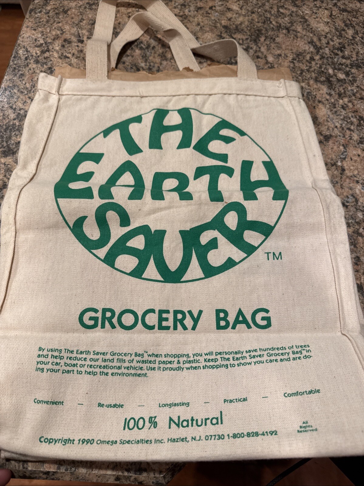 Vintage 1990s The Earth Saver Canvas Grocery Bag W/ Food Town Paper Bag. 1990