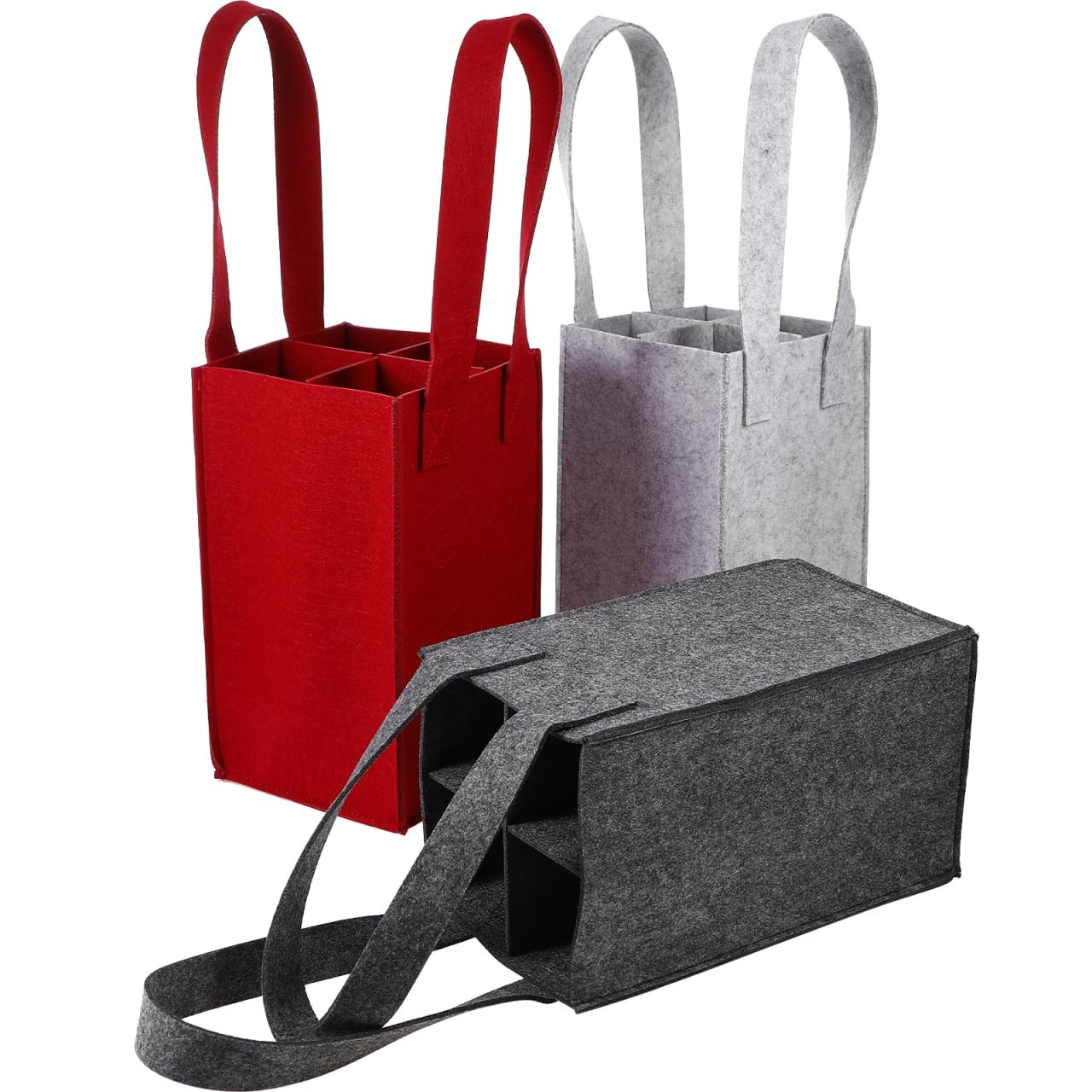 Felt Wine Carrier Tote Bag For 4 Bottles Reusable Protective Dividers Travel