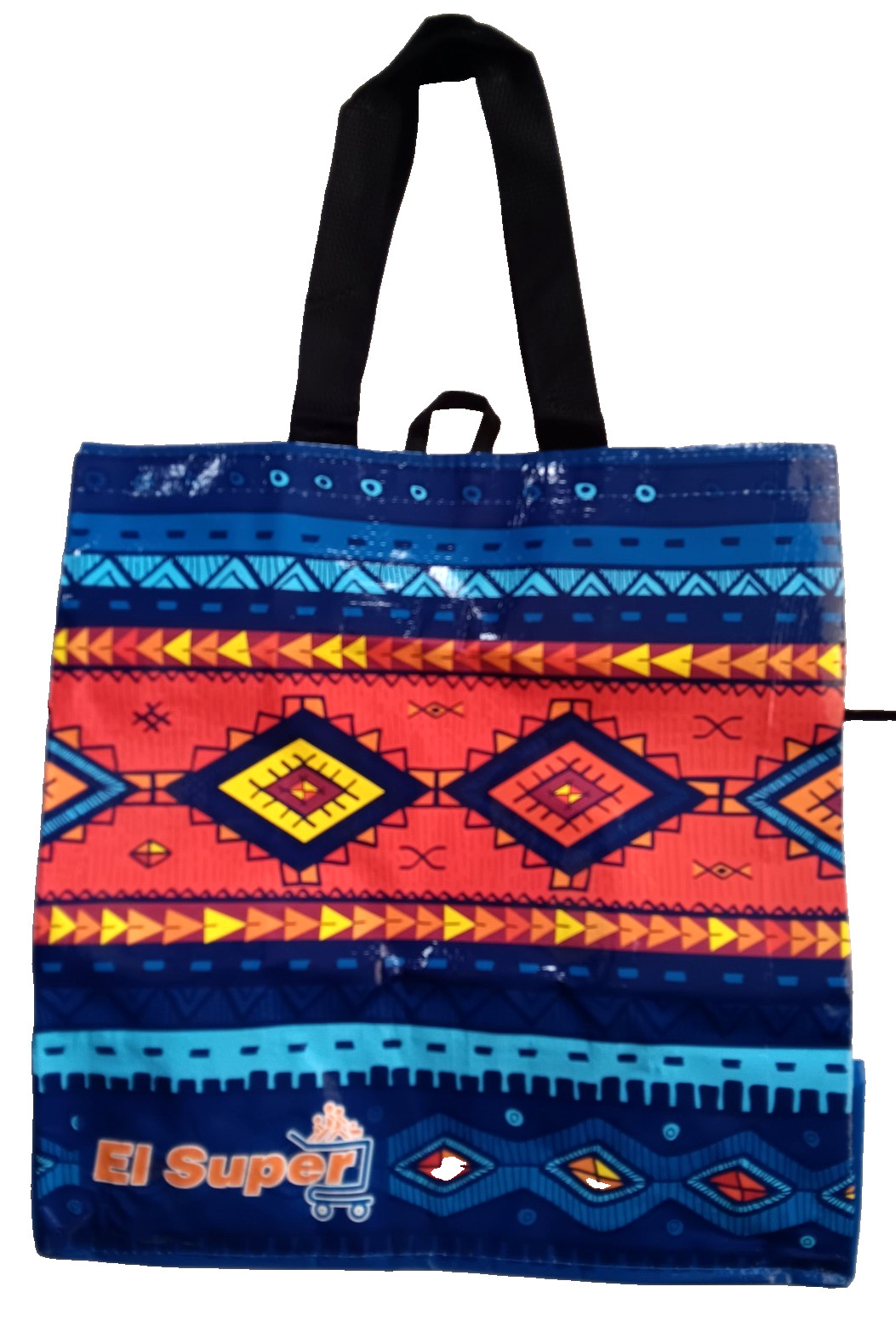 El Aztec Colorful Graphic Reusable Large Shopping Bag Tote 25 x 15 inch Colorful