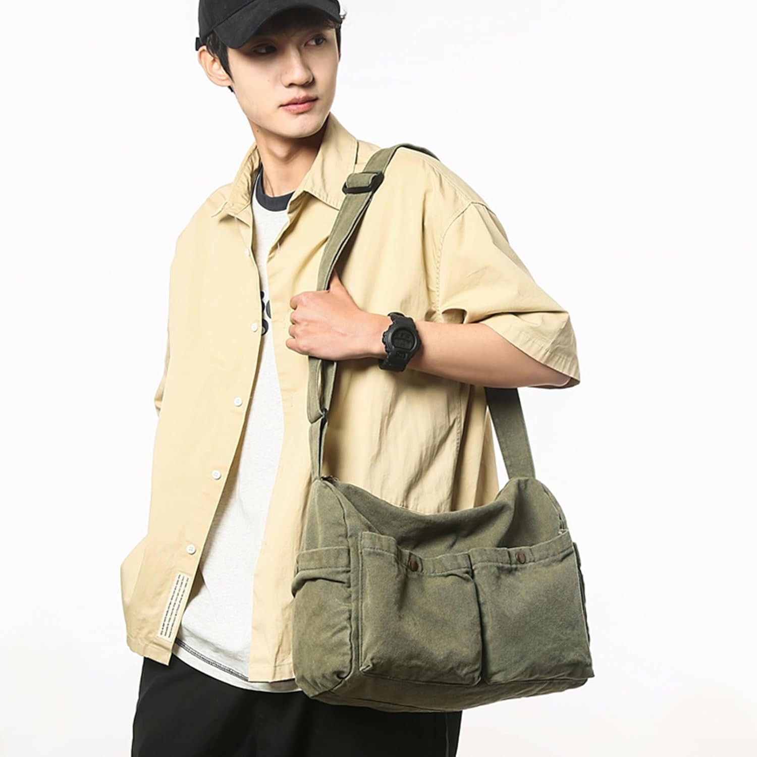 Canvas Menr Bag Cute Crossbody Tote Bag Shoulder for Women Men