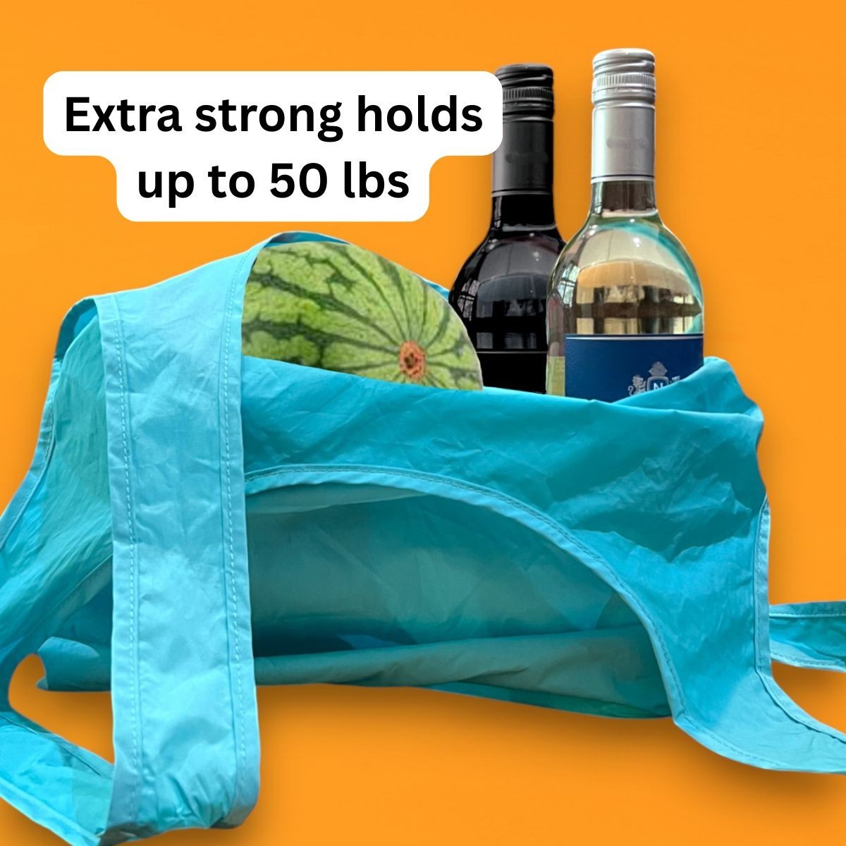 12-pack TOATY CO. Reusable Grocery Bags Bulk Extra long Straps, Cyan Carry Pouch