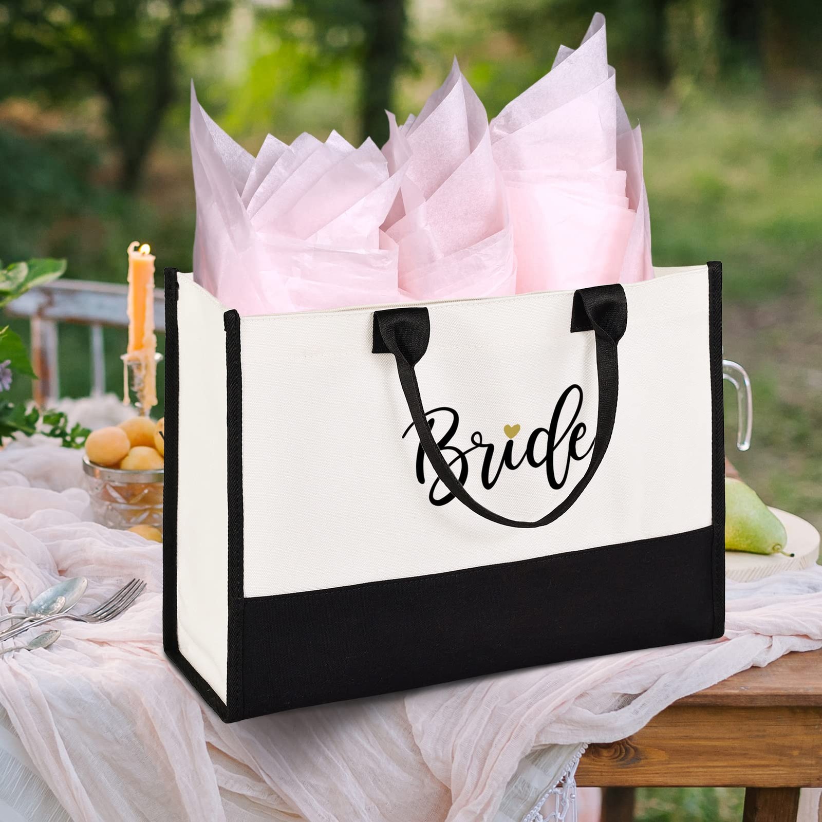 Matron Tote Bag, Honor Gifts From Bride, Proposal Gifts – Black and White