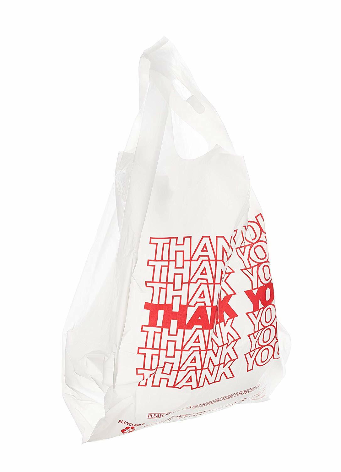 3000 Pack- White Thank You 1/8 Plastic Shopping Bags, T-Shirt Bags [17x10x6 in]