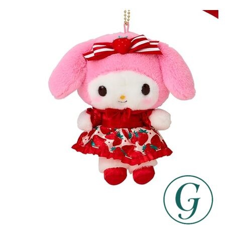 Sanrio My Melody Mascot Holder Strawberry Newspaper 50th Anniversary Polyester
