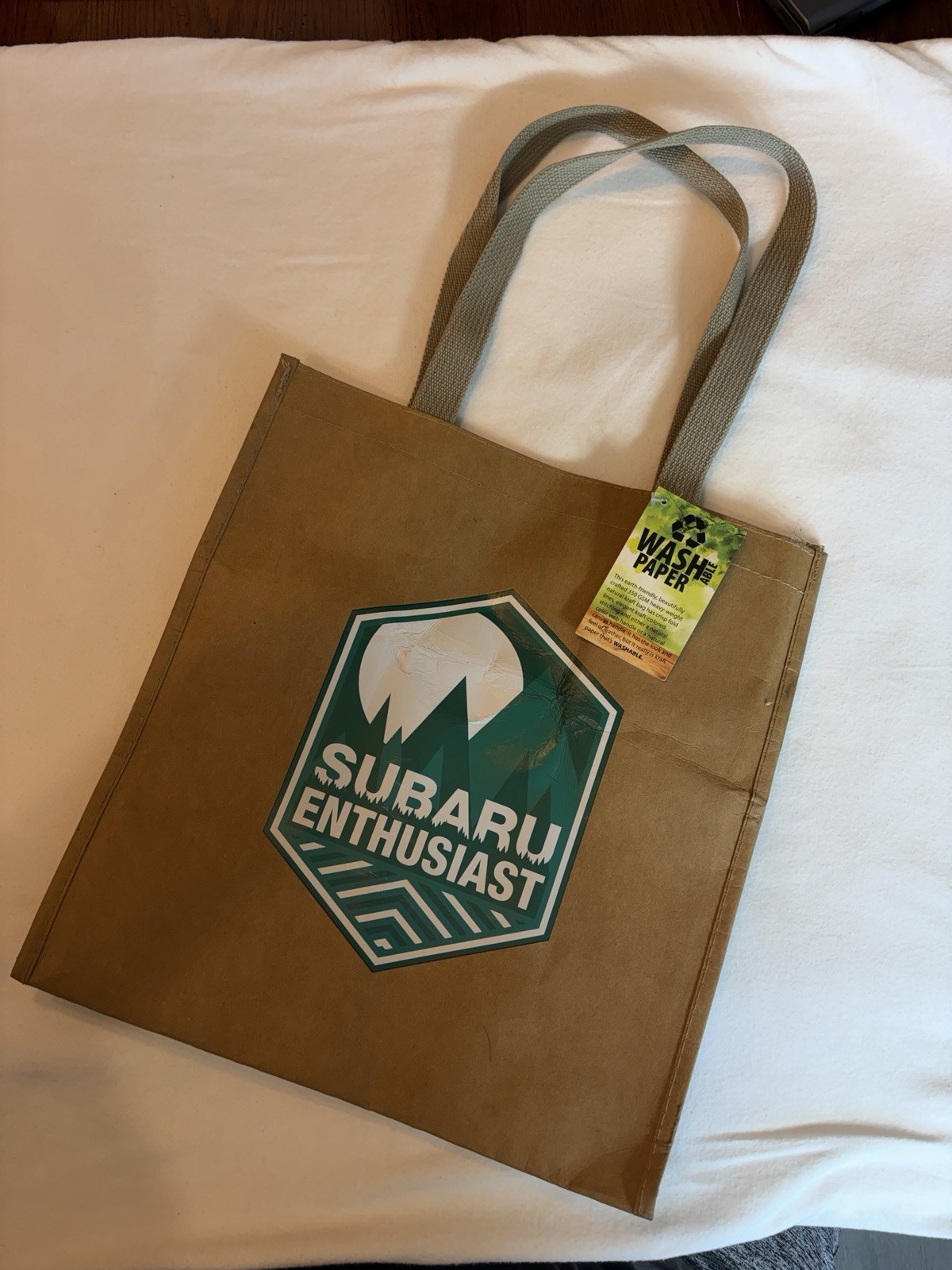 Subaru Swag Washable Paper Bag Tote TAG Enthusiast Merch 12” 13” 8” Fabric Strap