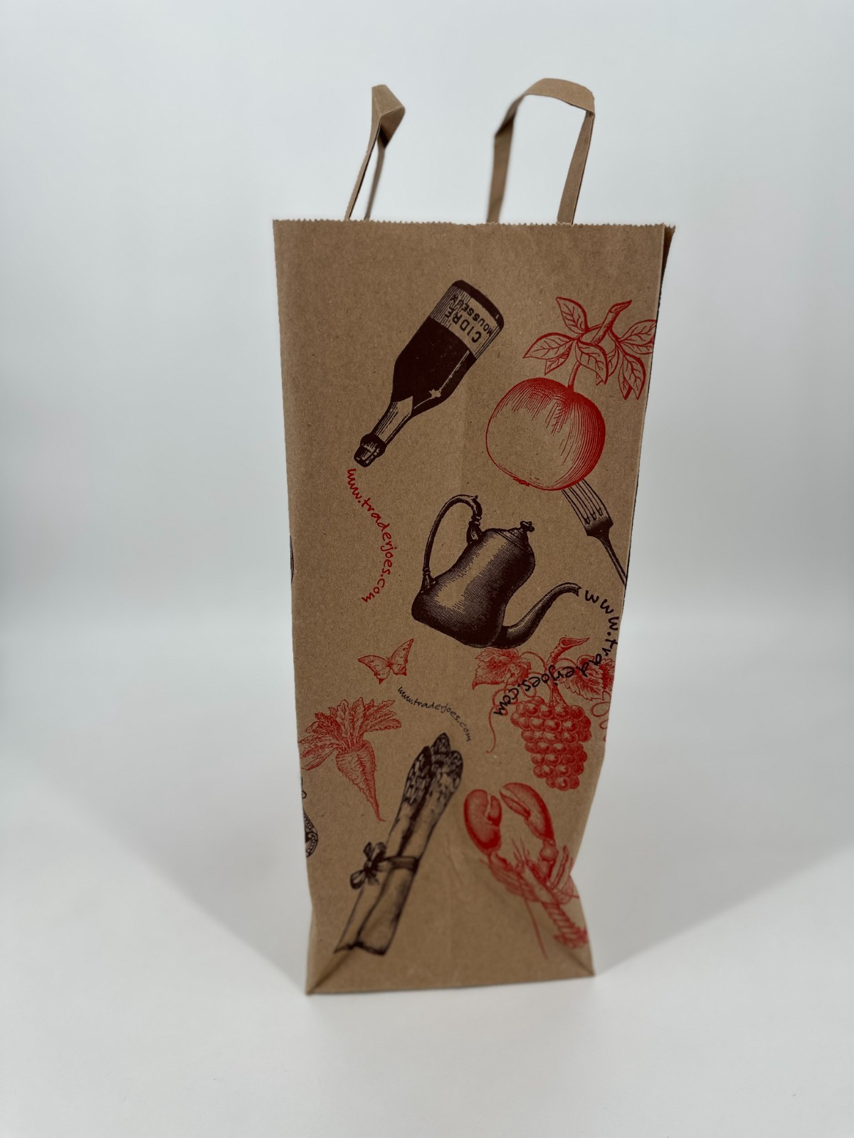 Trader Joe’s Reusable Burlap Shopping Bag Vegetables 16x12x8” 2 Paper Bags Set