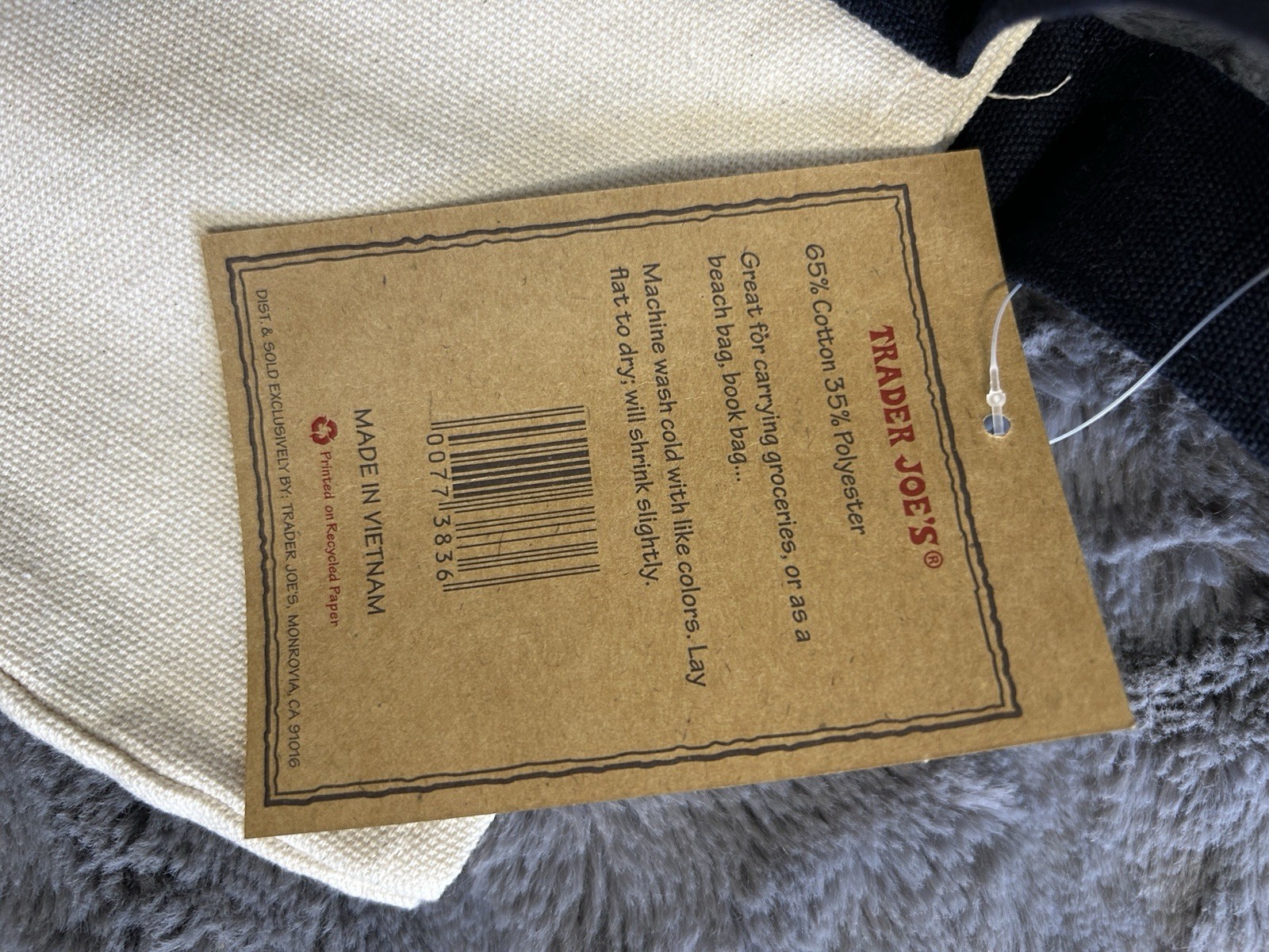 Trader Joe’s Canvas Tote Shopping Bag LARGE CLASSIC NAVY BLUE NEW with TAGS