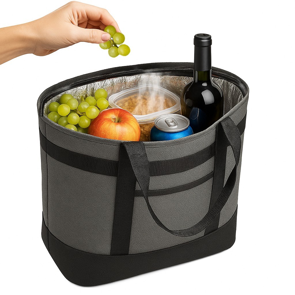 Large Insulated Tote for Hot Cold Lunch Food, Snacks, Wine, Beer – Cooler Bag