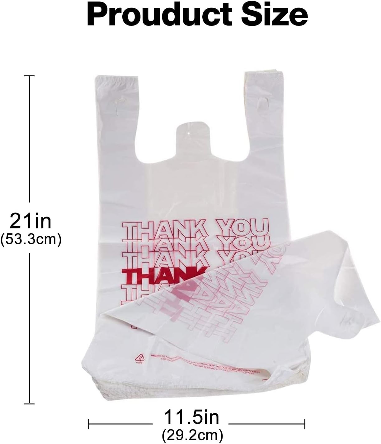 600 Count Thank You Grocery Bags – Durable 15 Mic Reusable & Disposable Style