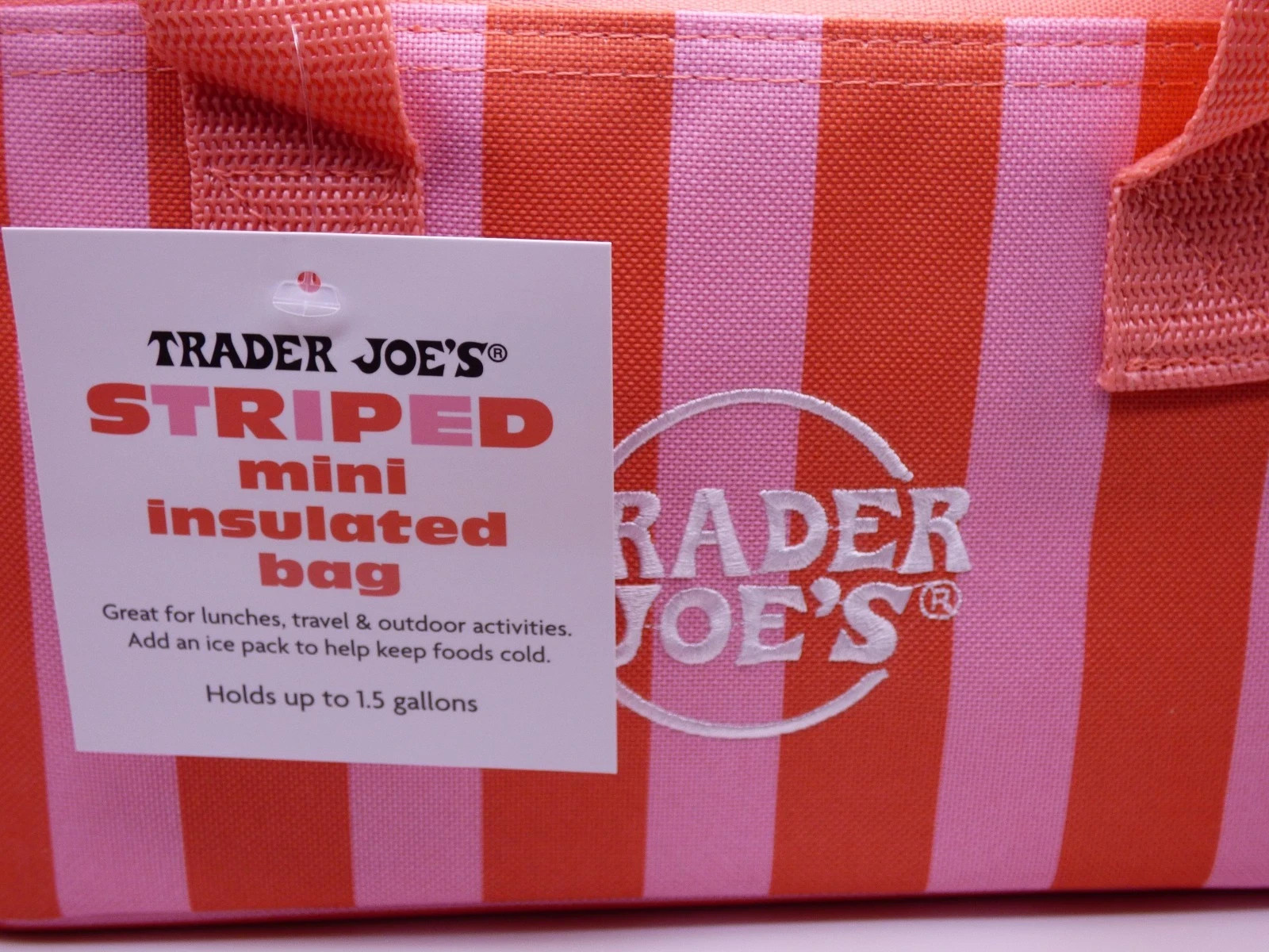 Trader Joes Mini Insulated Bag Pink & Orangish Red Stripes Summer 2026 Release