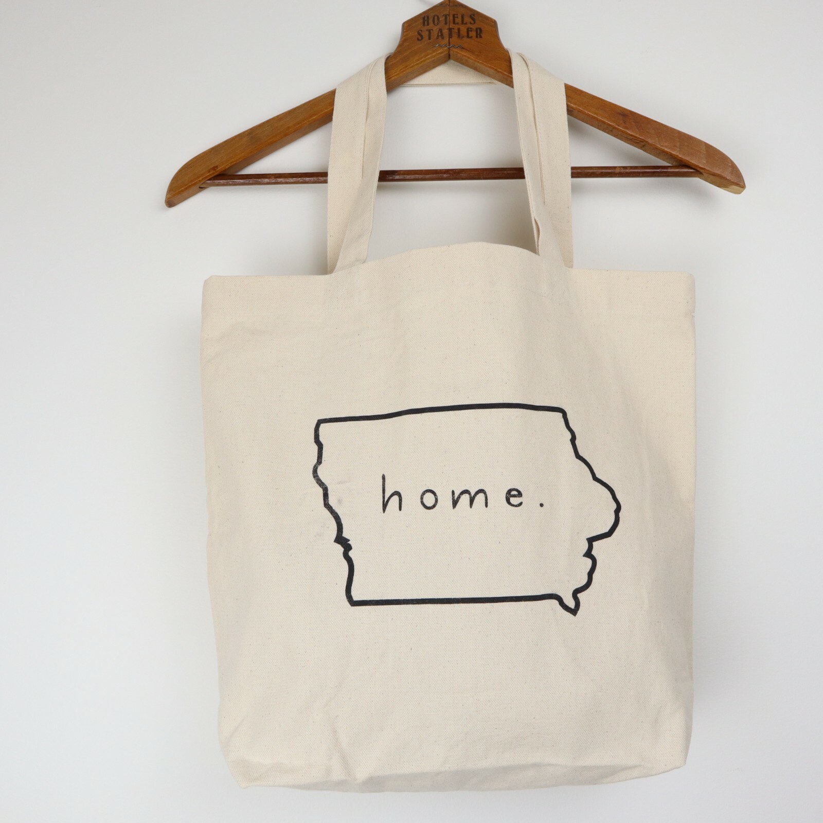 Iowa Tote Bag Canvas Shopper Home State Outline Print Shoulder Reusable Grocery