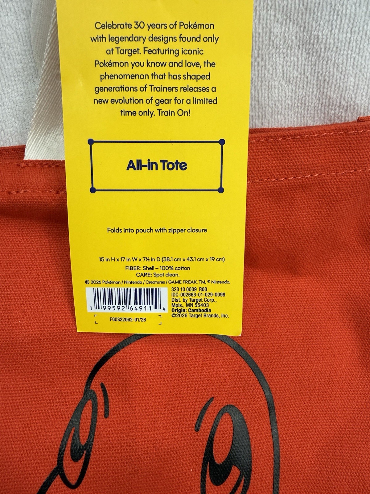 Pokémon Target Exclusive Tote Bag Charmander NEW Limited Release