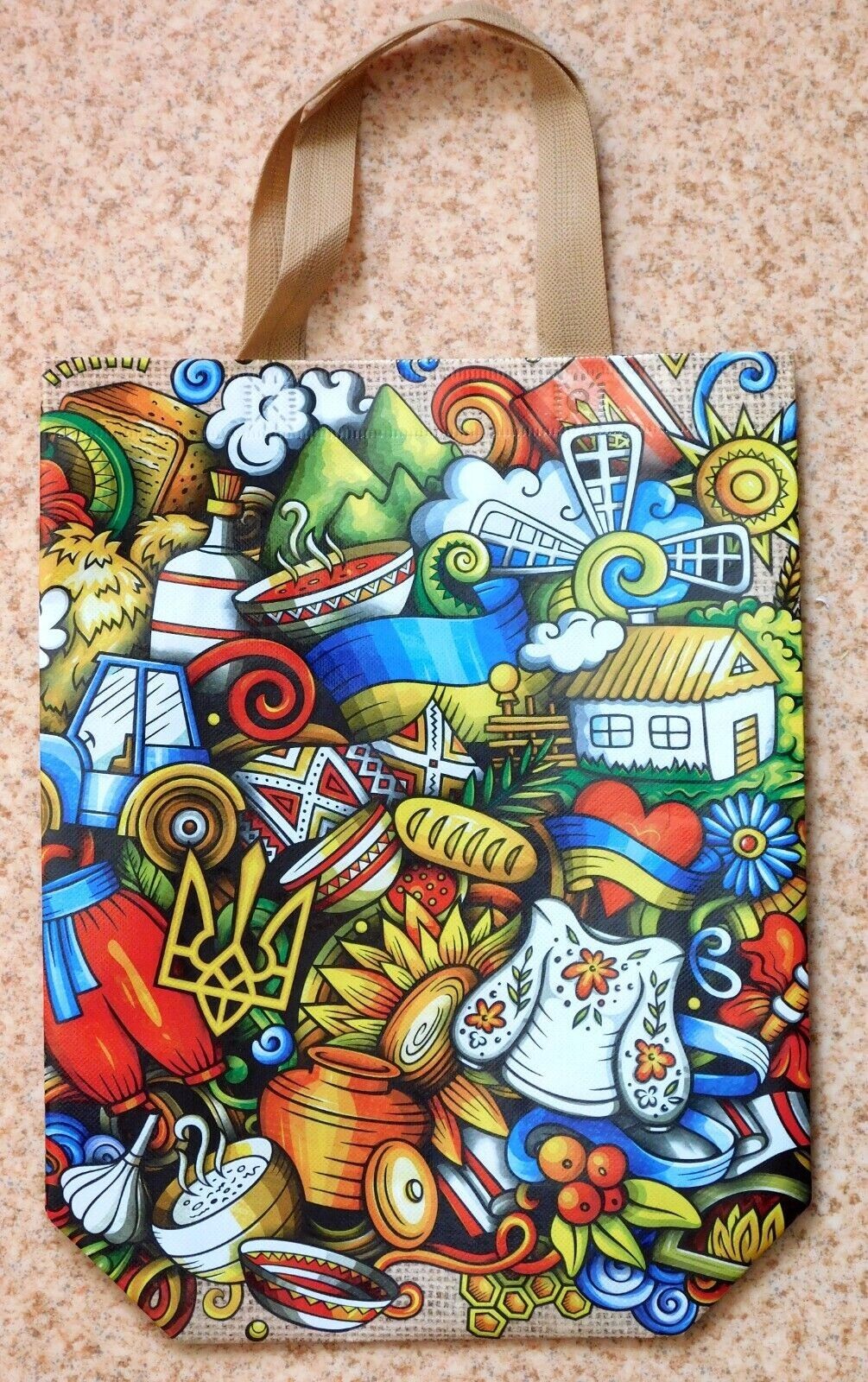 Set new popular Shopping Bags with Handles Ukrainian theme 2022/2023 – 8 pcs.