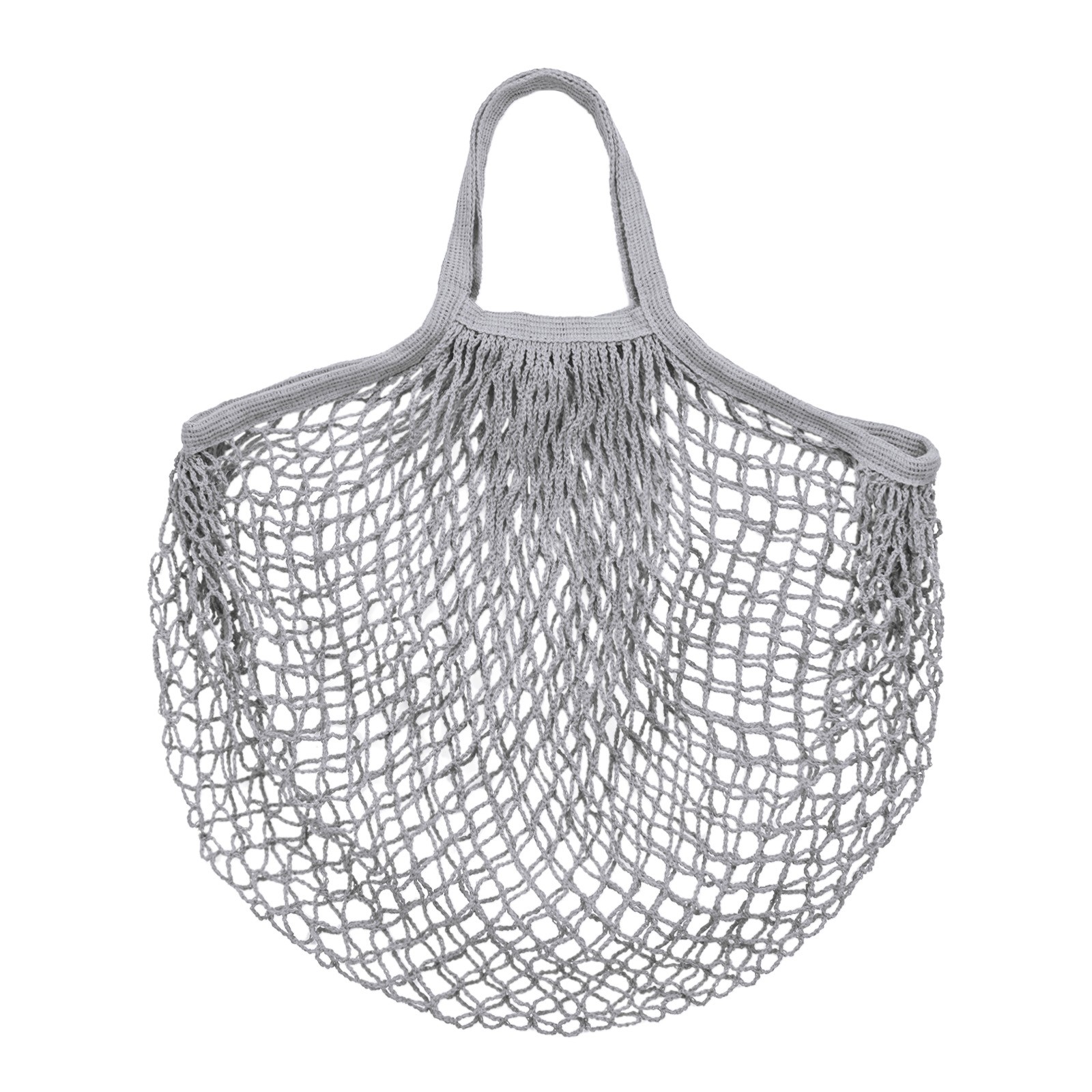 1-Pack Reusable Washable Mesh Net String Grocery Bags [Gray,Short Handle]