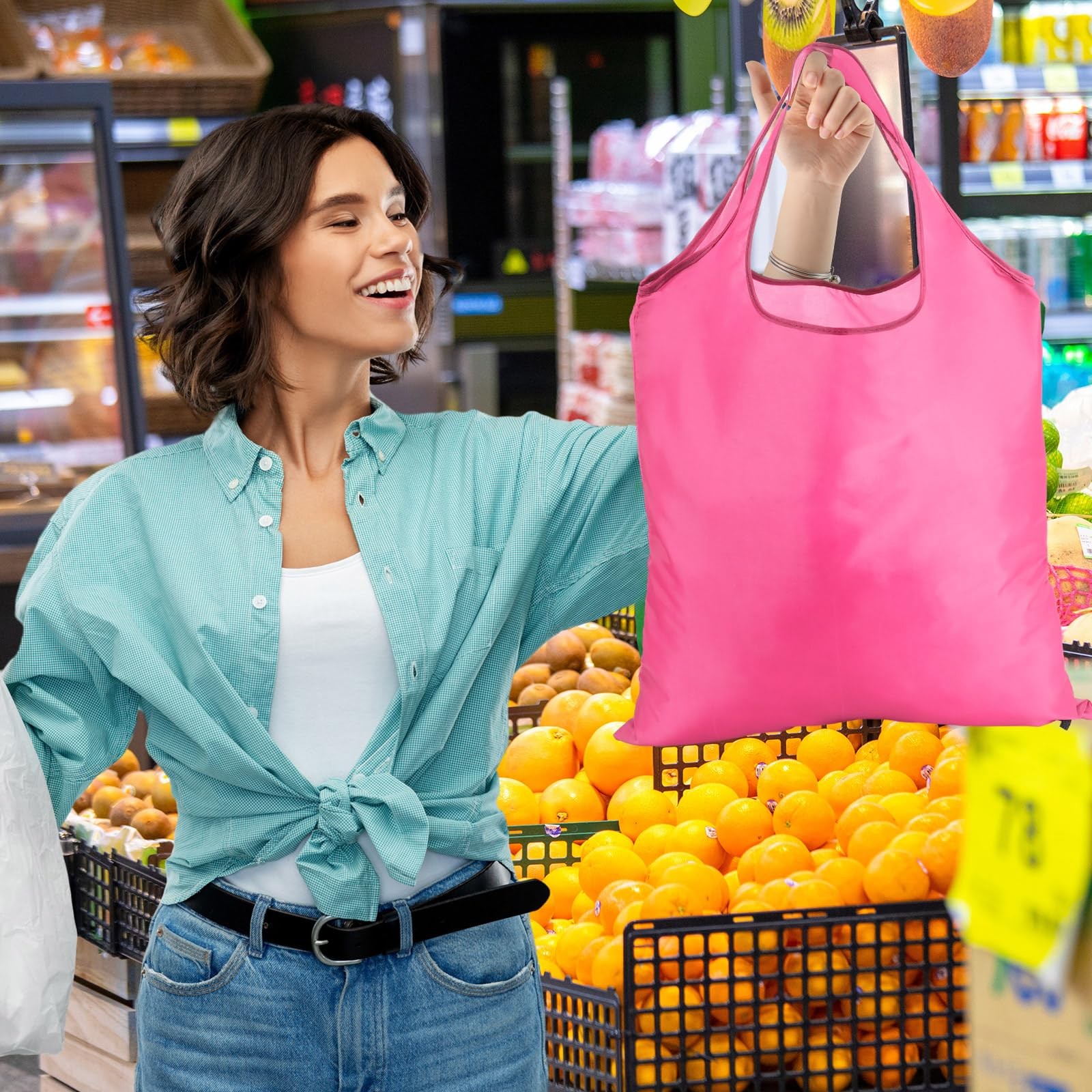 24 Pcs Durable Folding Reusable Grocery Bags Bulk Recycle Shopping Bags with …