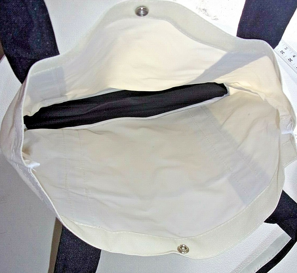 NEW Light Canvas Tote Bag “Sands” Dual Handle Cream / Dark Brown Trim Free Ship