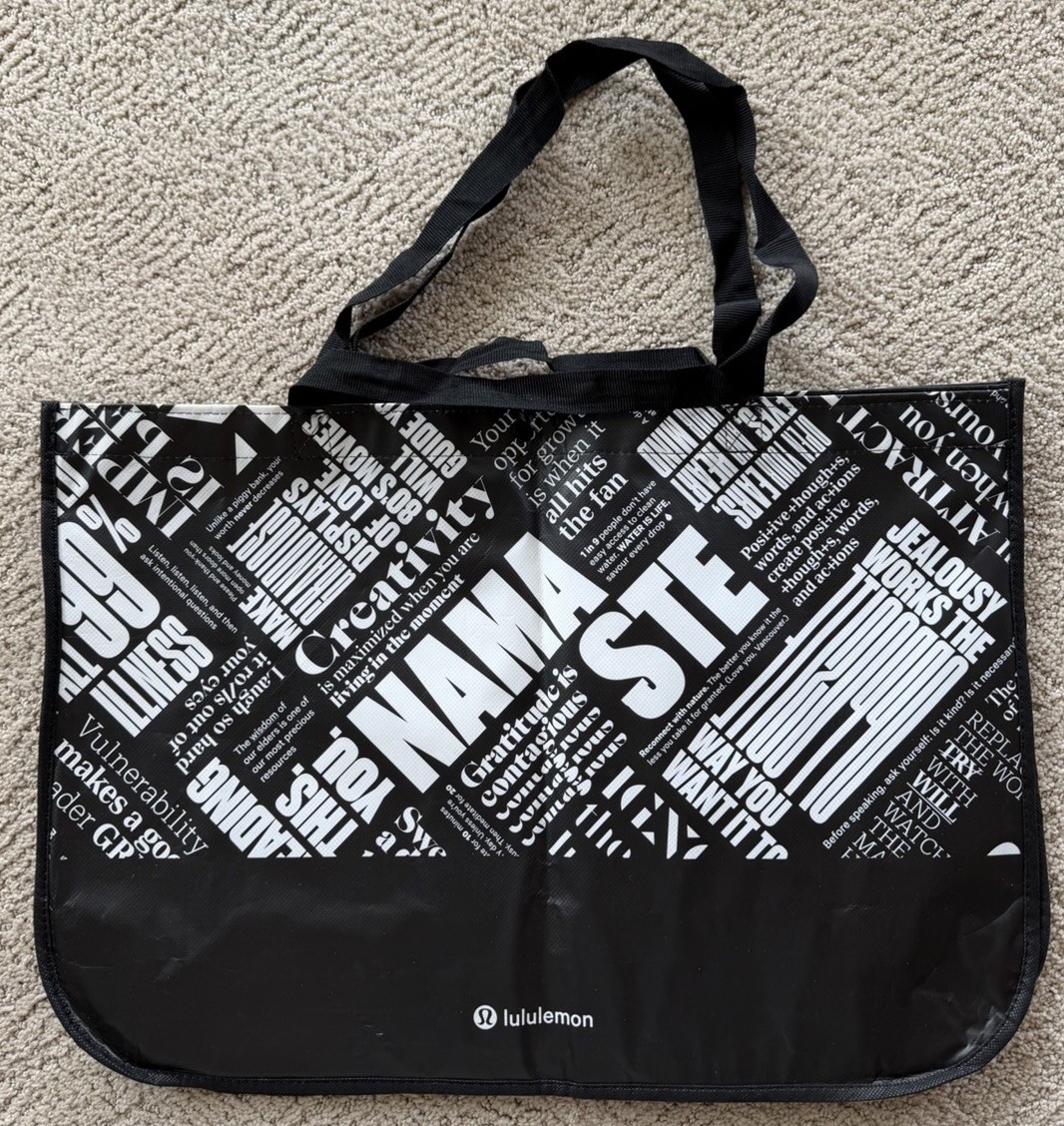 Lululemon Reusable Shopping Yoga Tote Bag Jumbo XL Extra Large Black