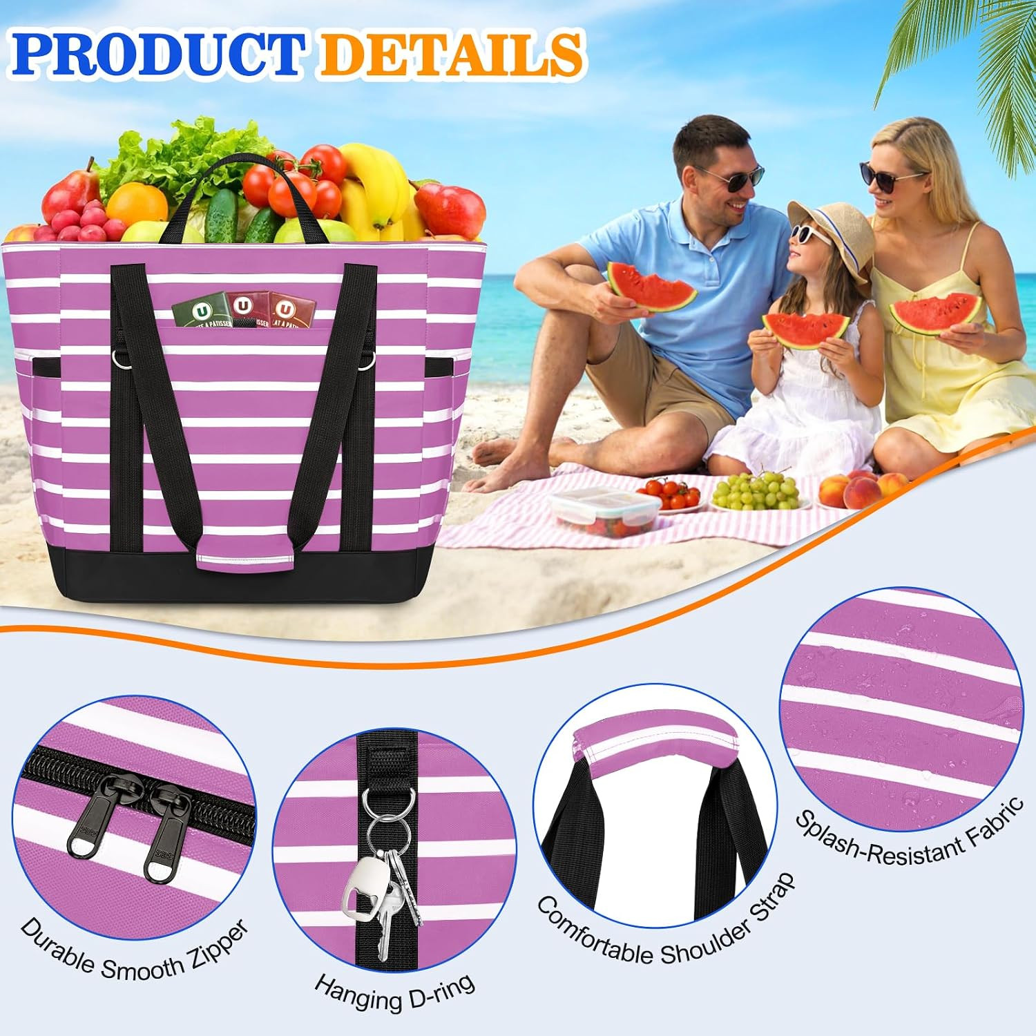 Soft Cooler Bag Insulated for Travel,Large Insulated Grocery Bags with Zippered