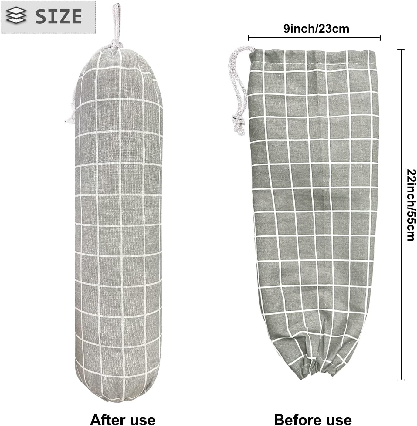 Plastic Bag Holder, Wall Mount Organizer, Shopping Bags Carrier, Washable Large