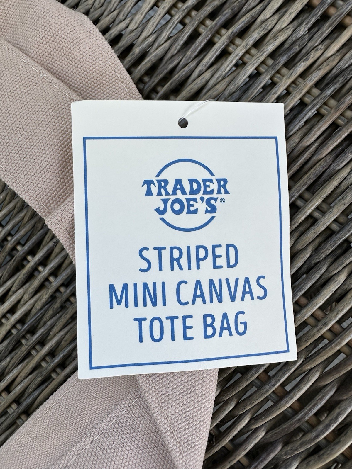 Trader Joe’s Mini Pastel Stripe Canvas Tote Bag Beige Taupe Tan Limited Edition