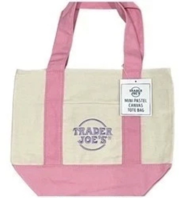 Trader Joe’s Mini PINK Canvas Tote Bag NWT Spring launch AUTHENTIC w/ tag
