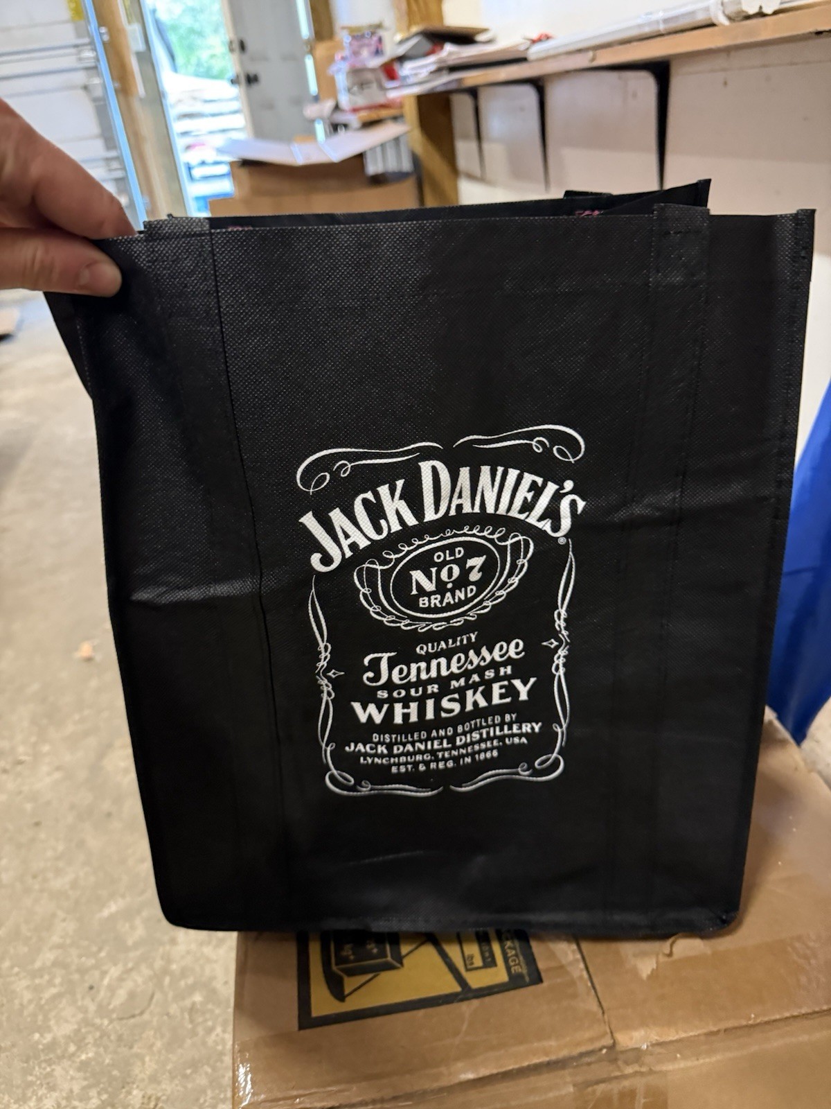 Jack Daniel’s Tennessee Whiskey Reusable Shopping Tote Bags Black Pack of 10