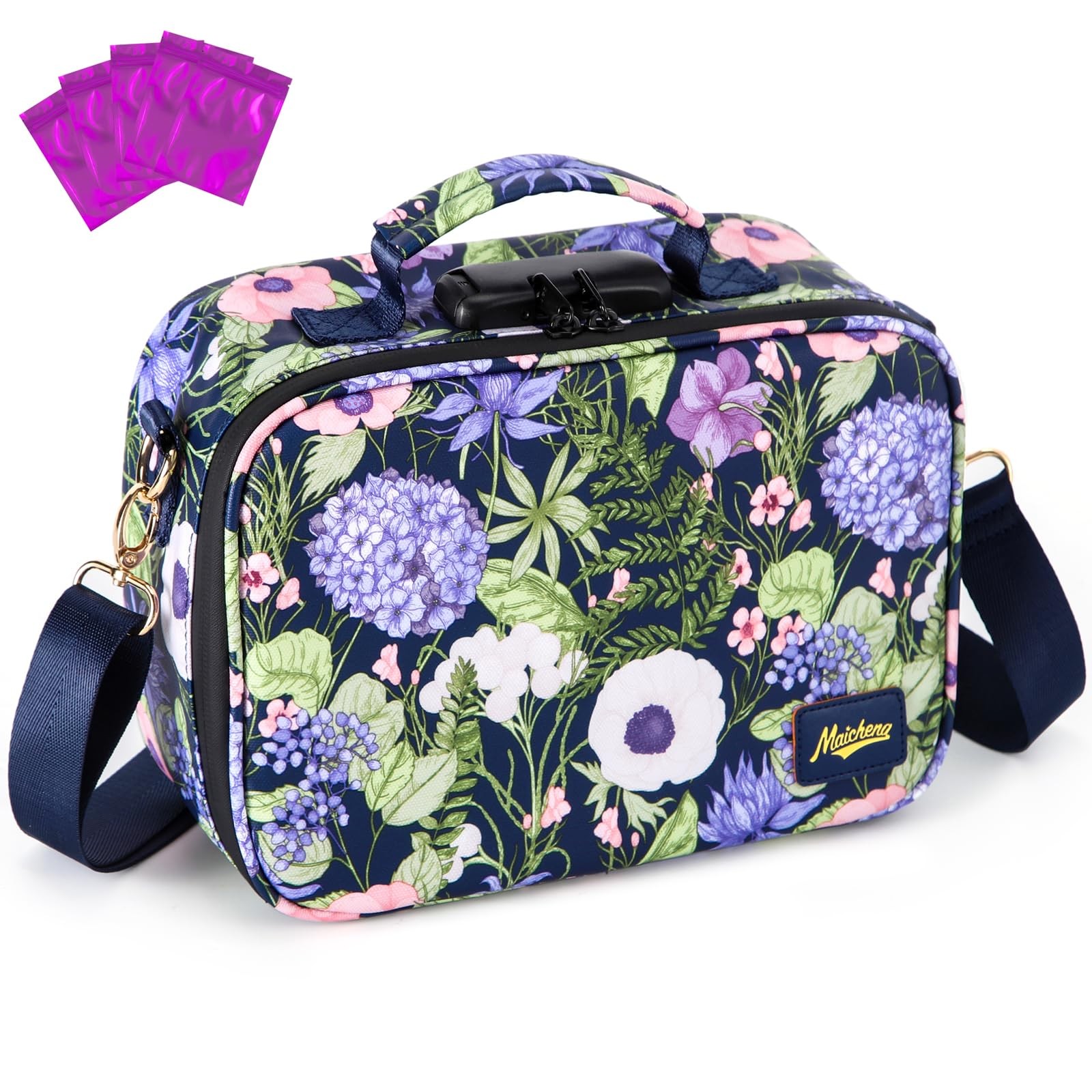 MAICHENG Smell Proof Bag with Combination 10.2″ x 7.1″ x 4.3″, Dark Purple