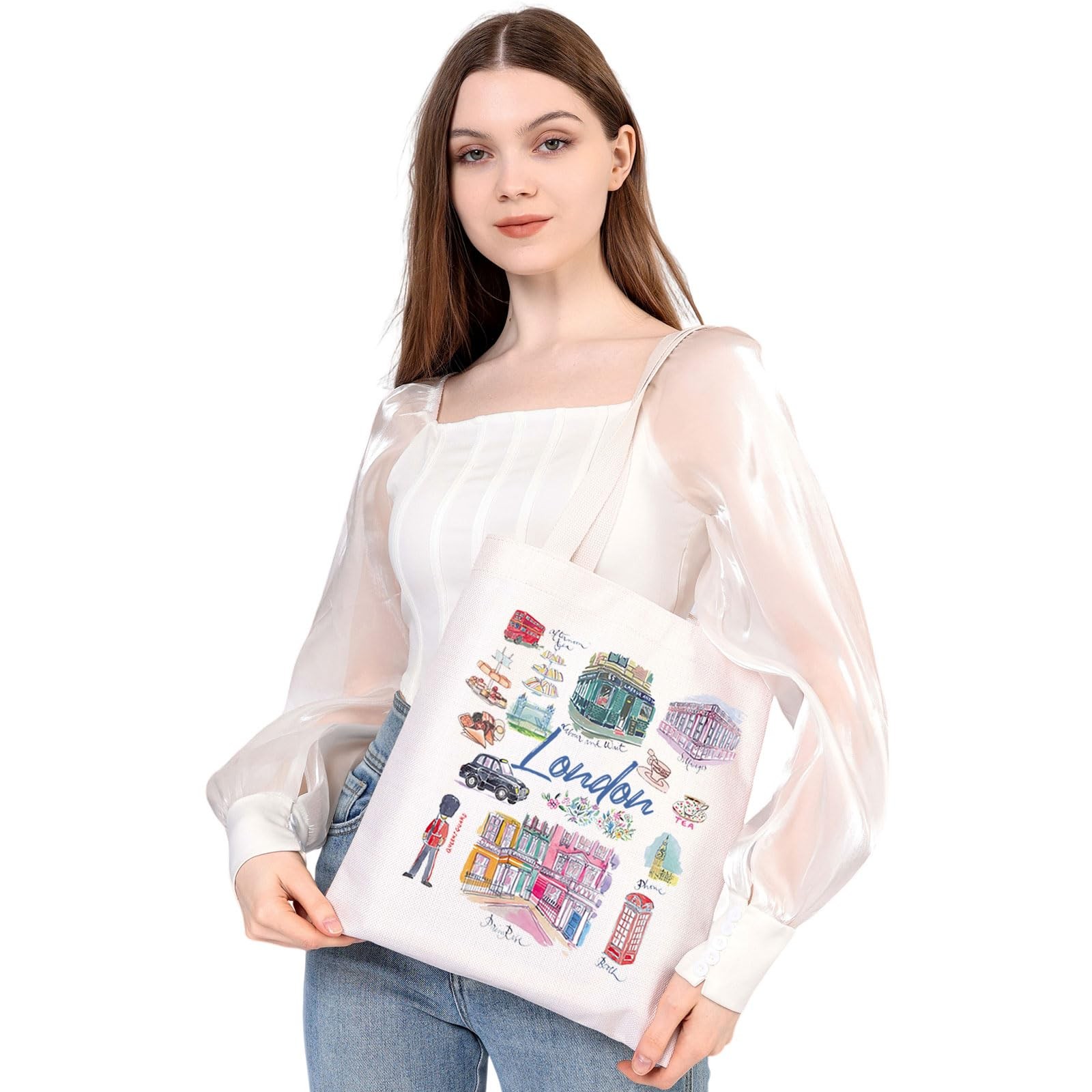 MEIKIUP London Travel Tote Bag Shopping Large, Tb