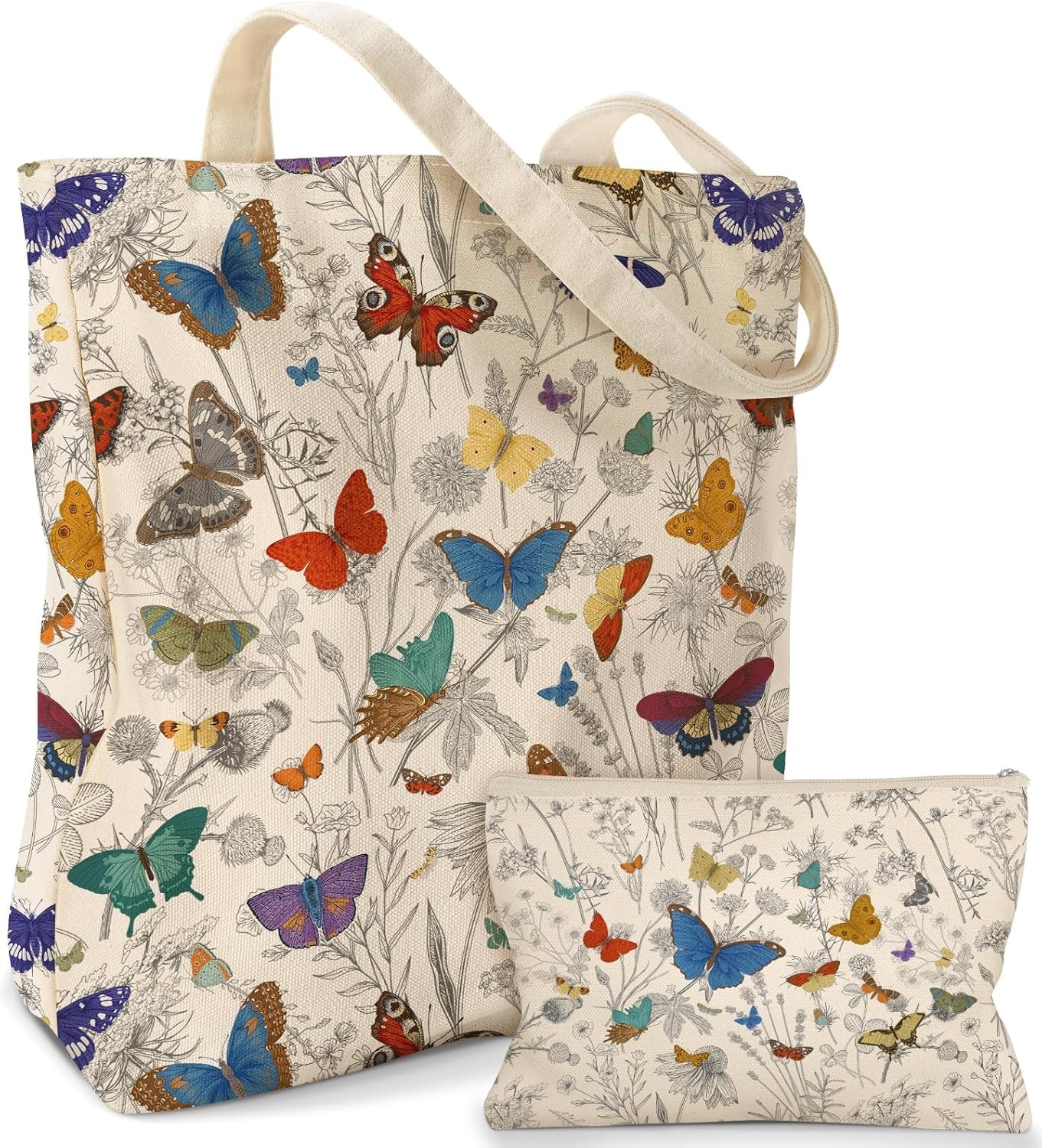 Aesthetic Canvas Tote Bag – with Makeup Pouch Bag for Women