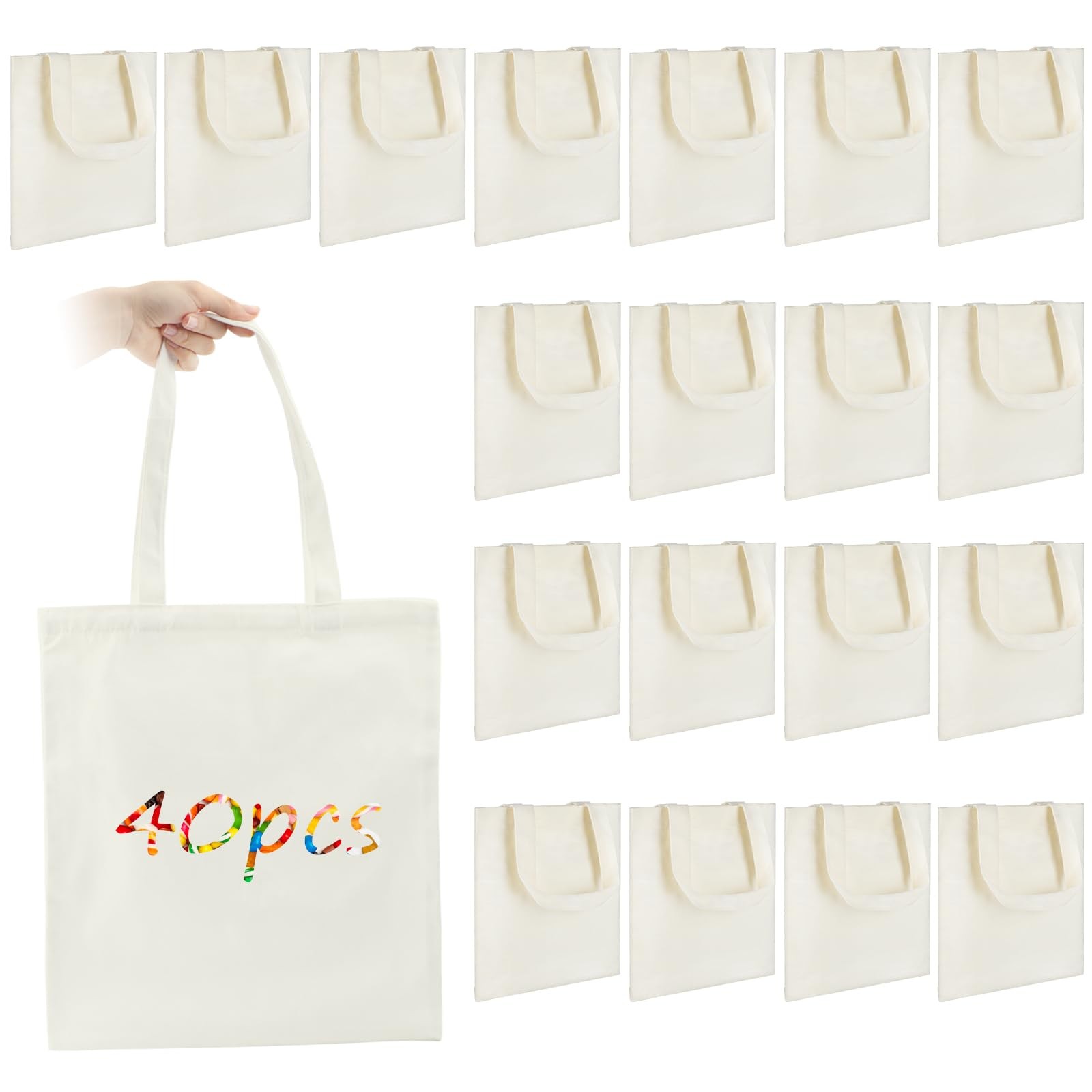 40Pcs Sublimation Tote Bags14x16 Inches,Blank Canvas Tote Bag,White Canvas To…