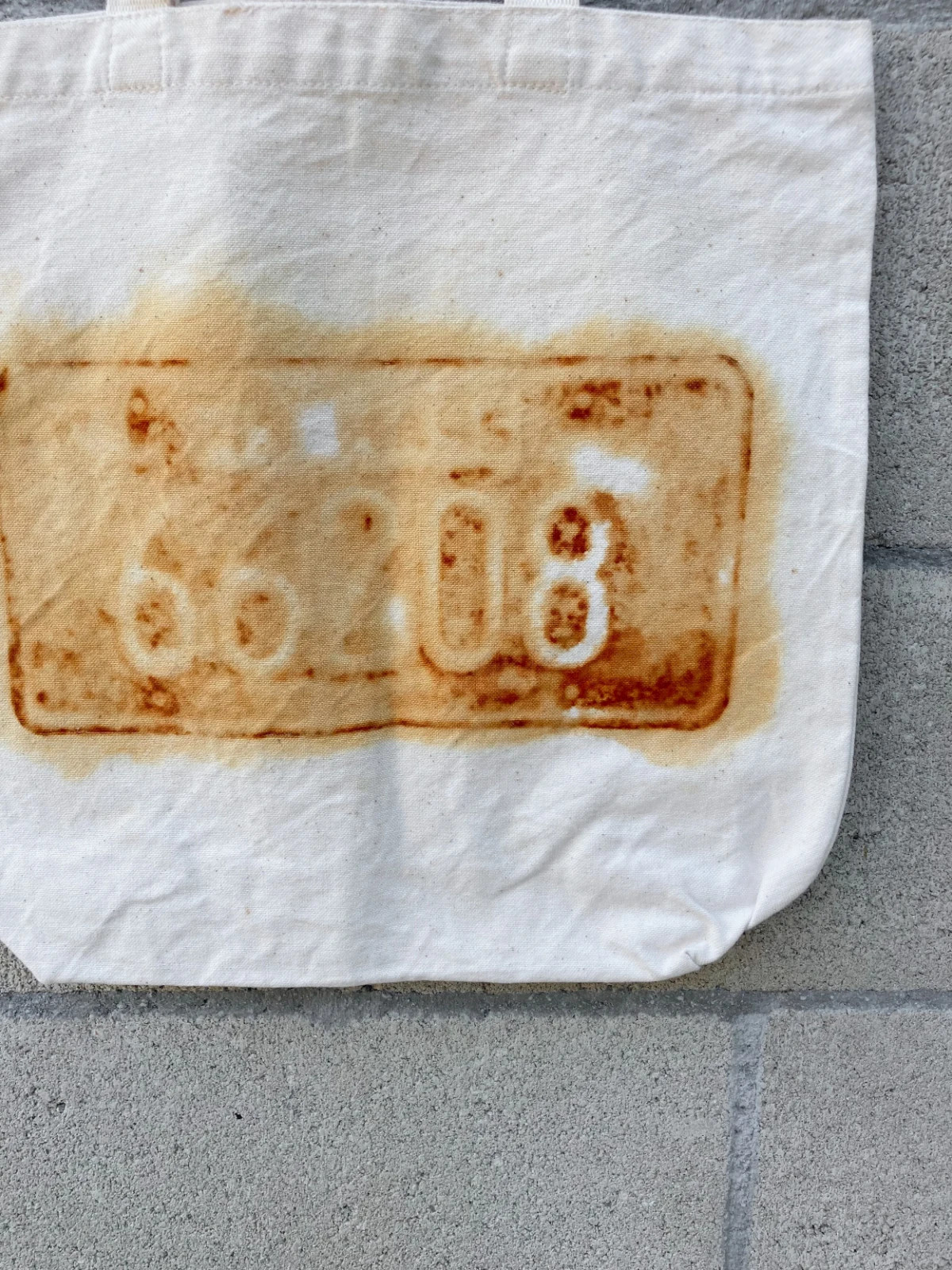 Organic Cotton Farmers Market Tote Bag Route 66 Handmade Large 15×14.25 Rust Dye