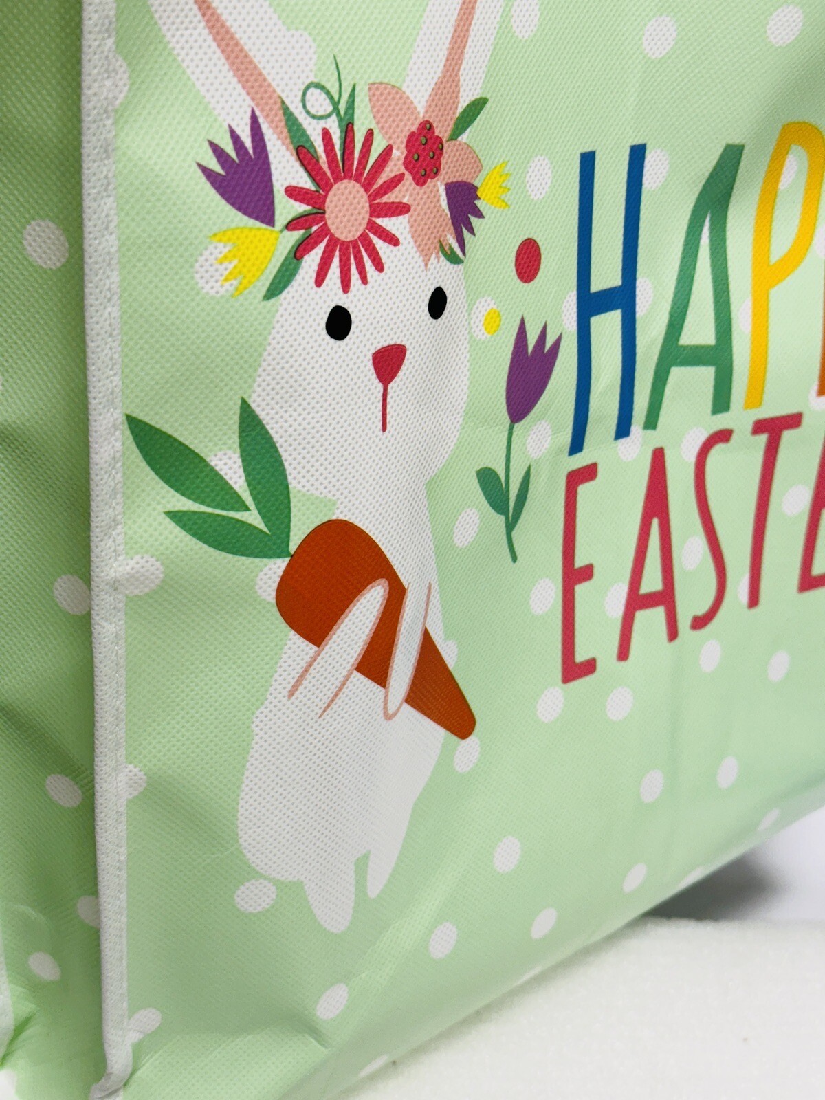 Easter Creatology New 16x13x2 Bunny Rabbit Polka Dots Shopping Bag