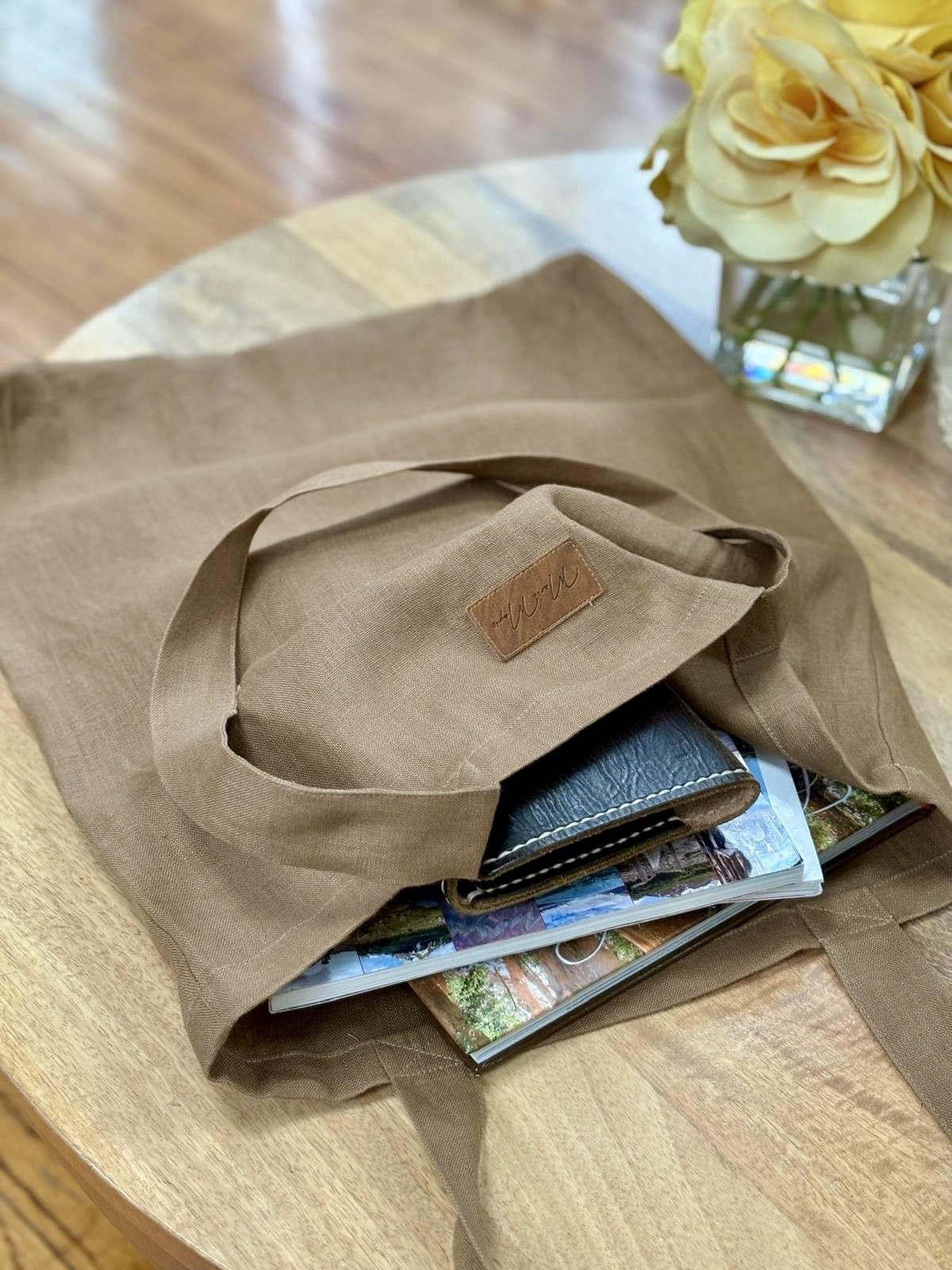 100% Linen Tote Bag – OEKO-TEX Certified, Reusable & Eco-Friendly, Machine Wa…