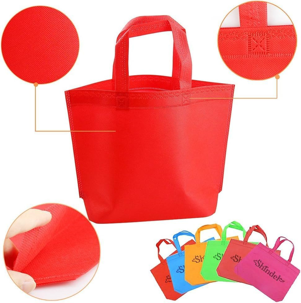 24 Pack Reusable Gift Bag with Handles, 13″ Goodie Treat Bags 8 Colors for Birth