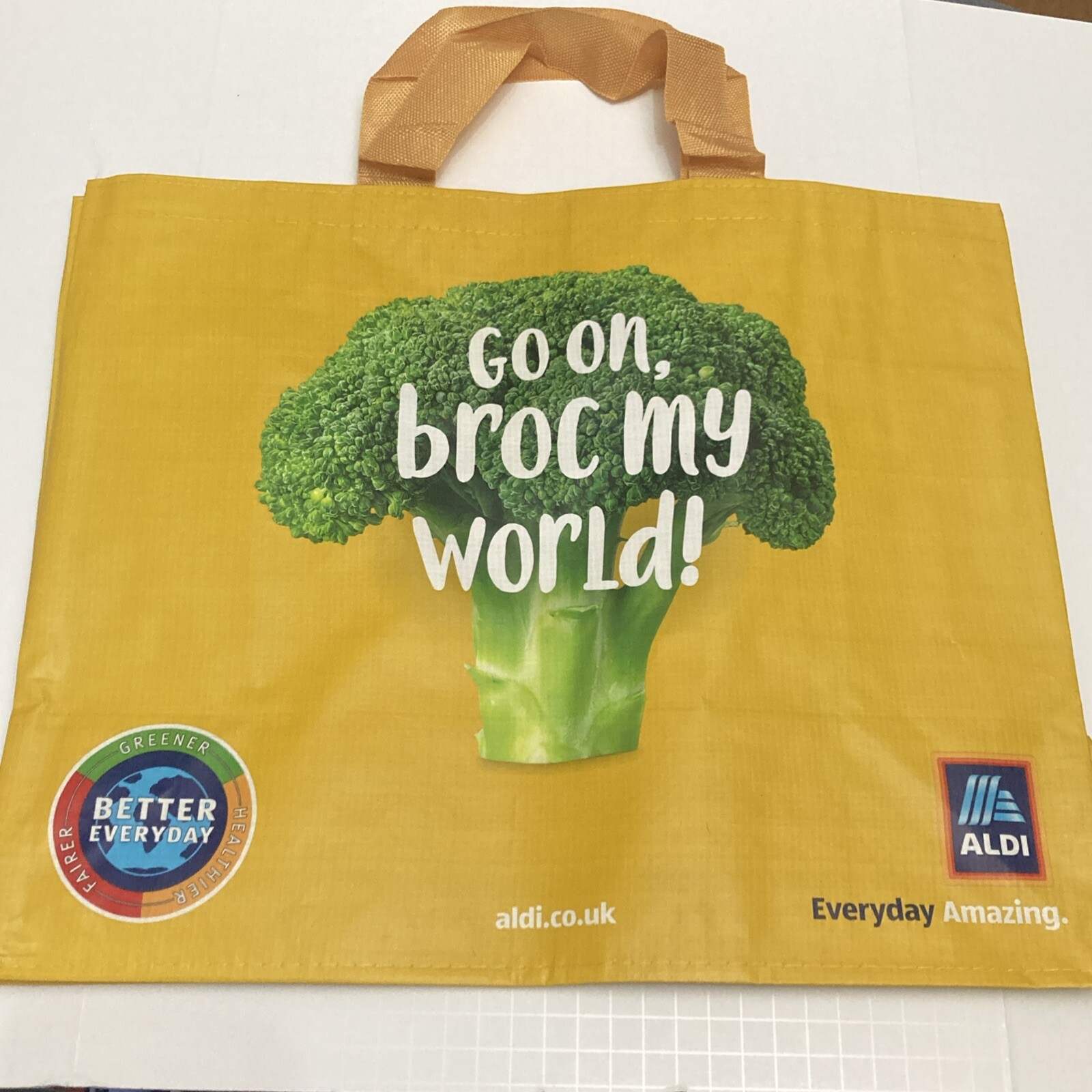 Aldi Broc My World Family Fun Tote Bag Life Yellow New Broccoli Hat Sun Shopper