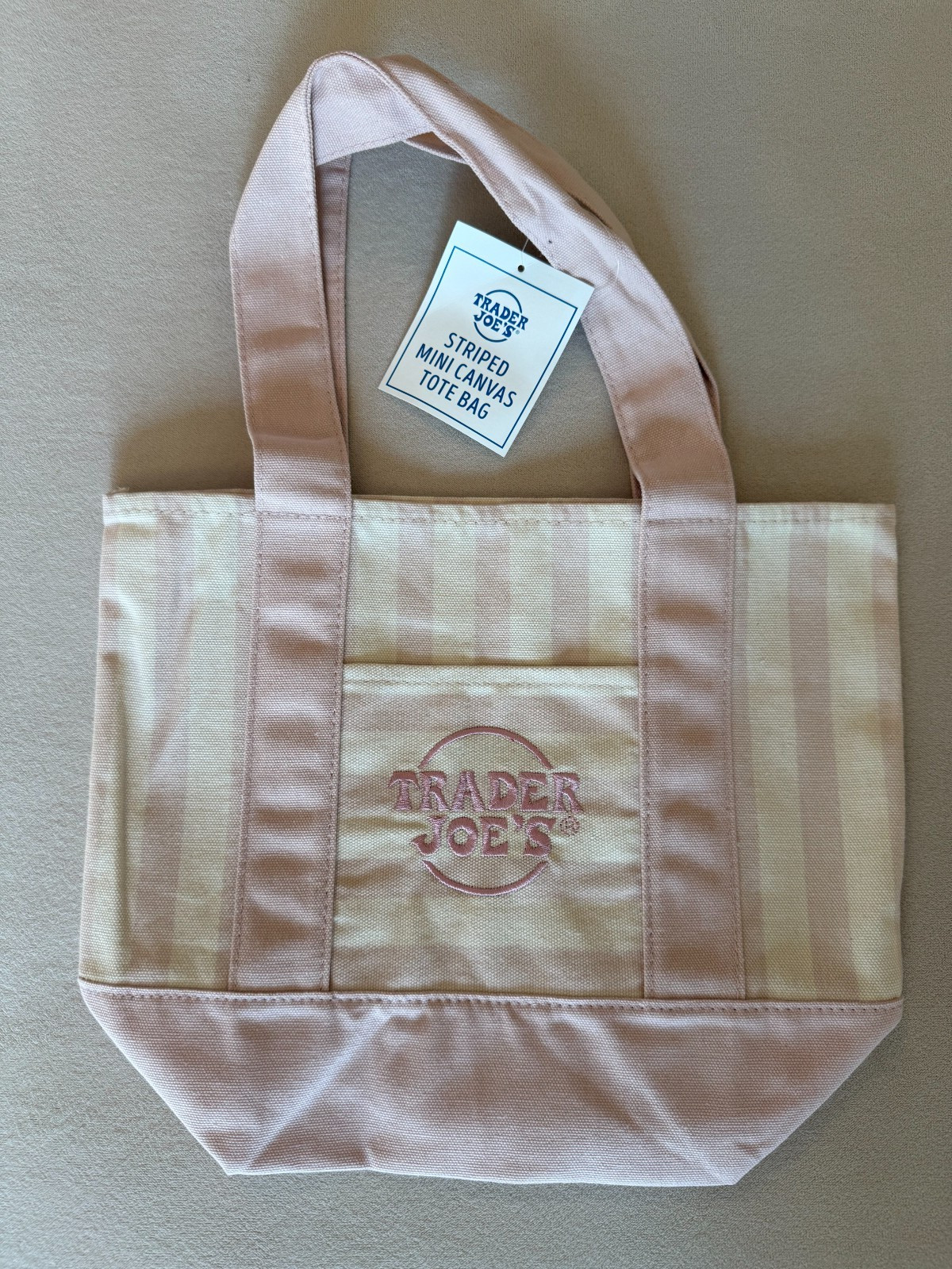 Trader Joe’s Limited Striped Mini Canvas Tote Bag (2026) – PINK