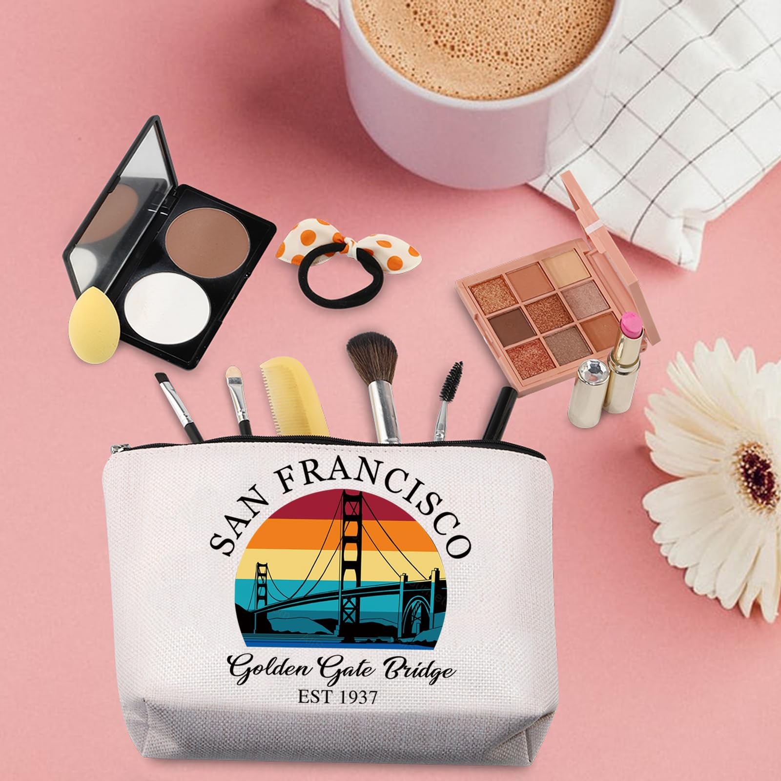 TSOTMO Golden Gate Bridge Zipper Cosmetic Bag San Francisco